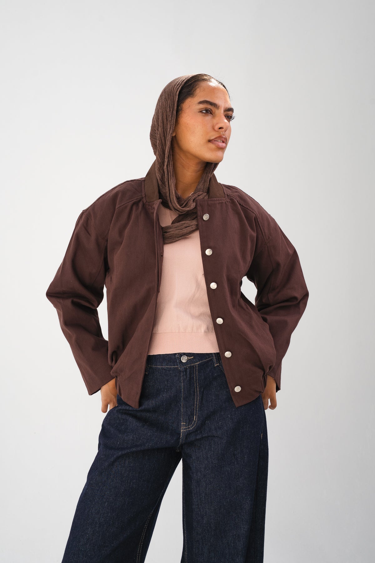 1. The Contrast Bomber -Chocolate Brown
