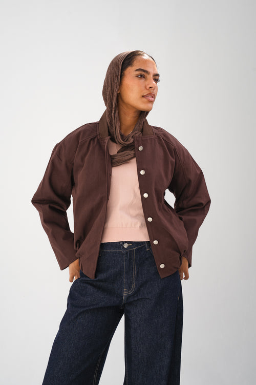 1. The Contrast Bomber -Chocolate Brown