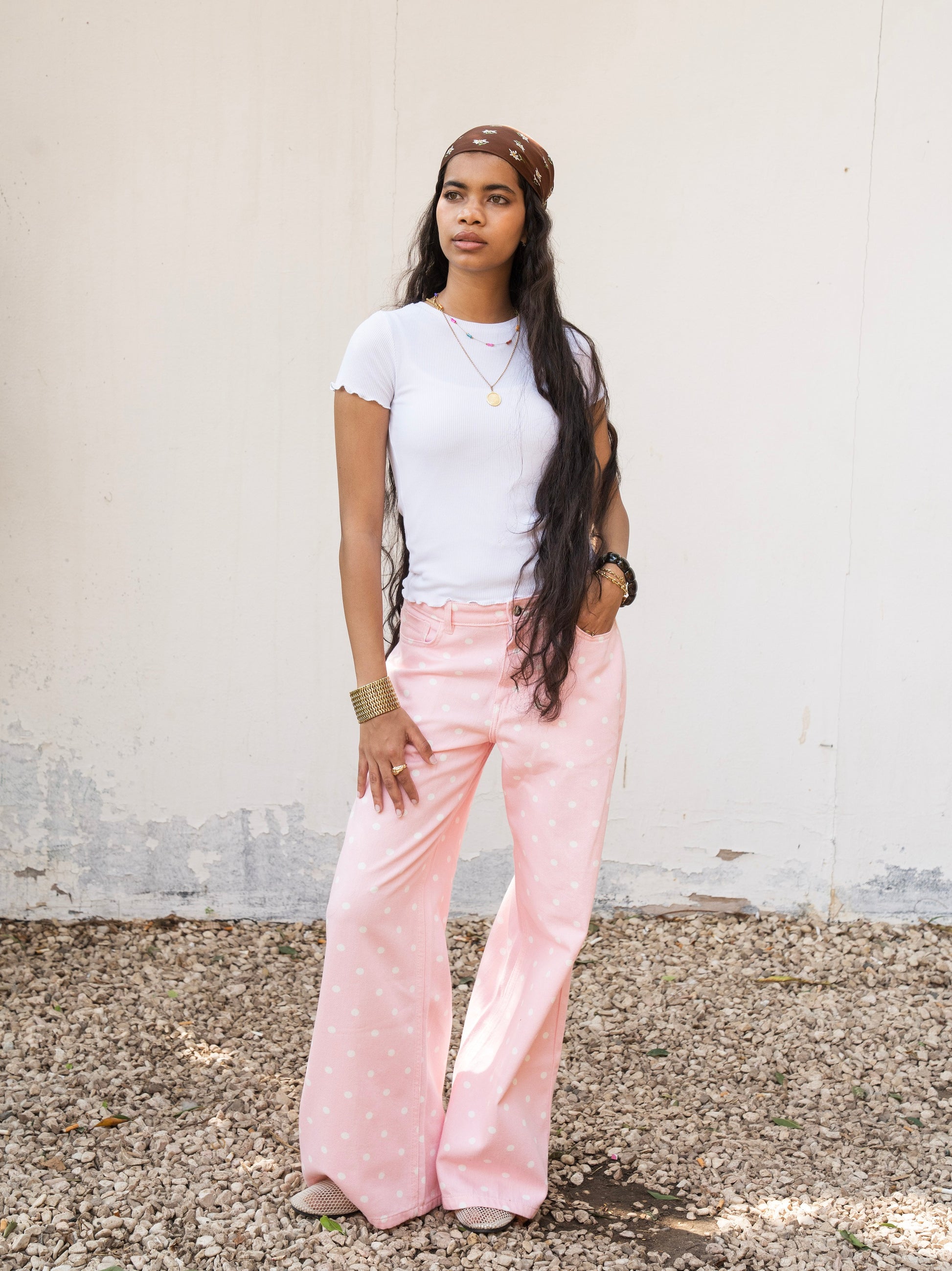 The Polka Denim - Pink