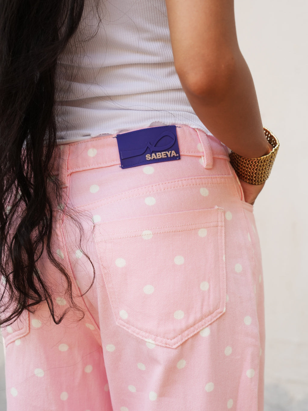 The Polka Denim - Pink
