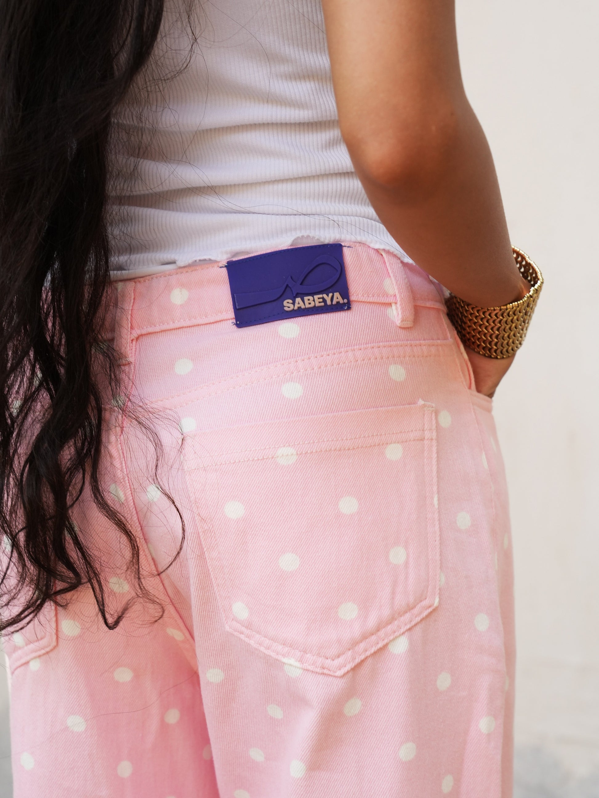 The Polka Denim - Pink
