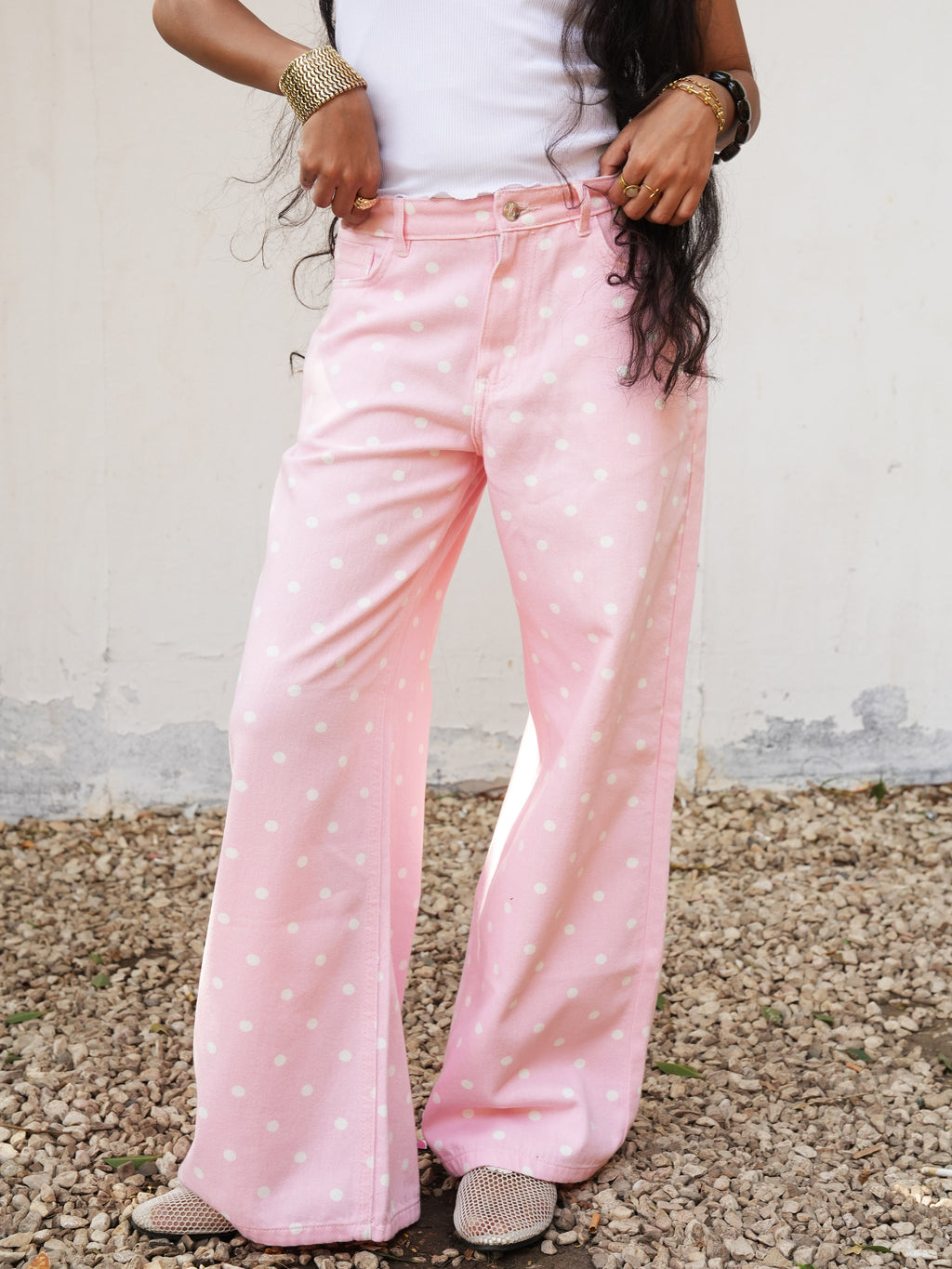 The Polka Denim - Pink