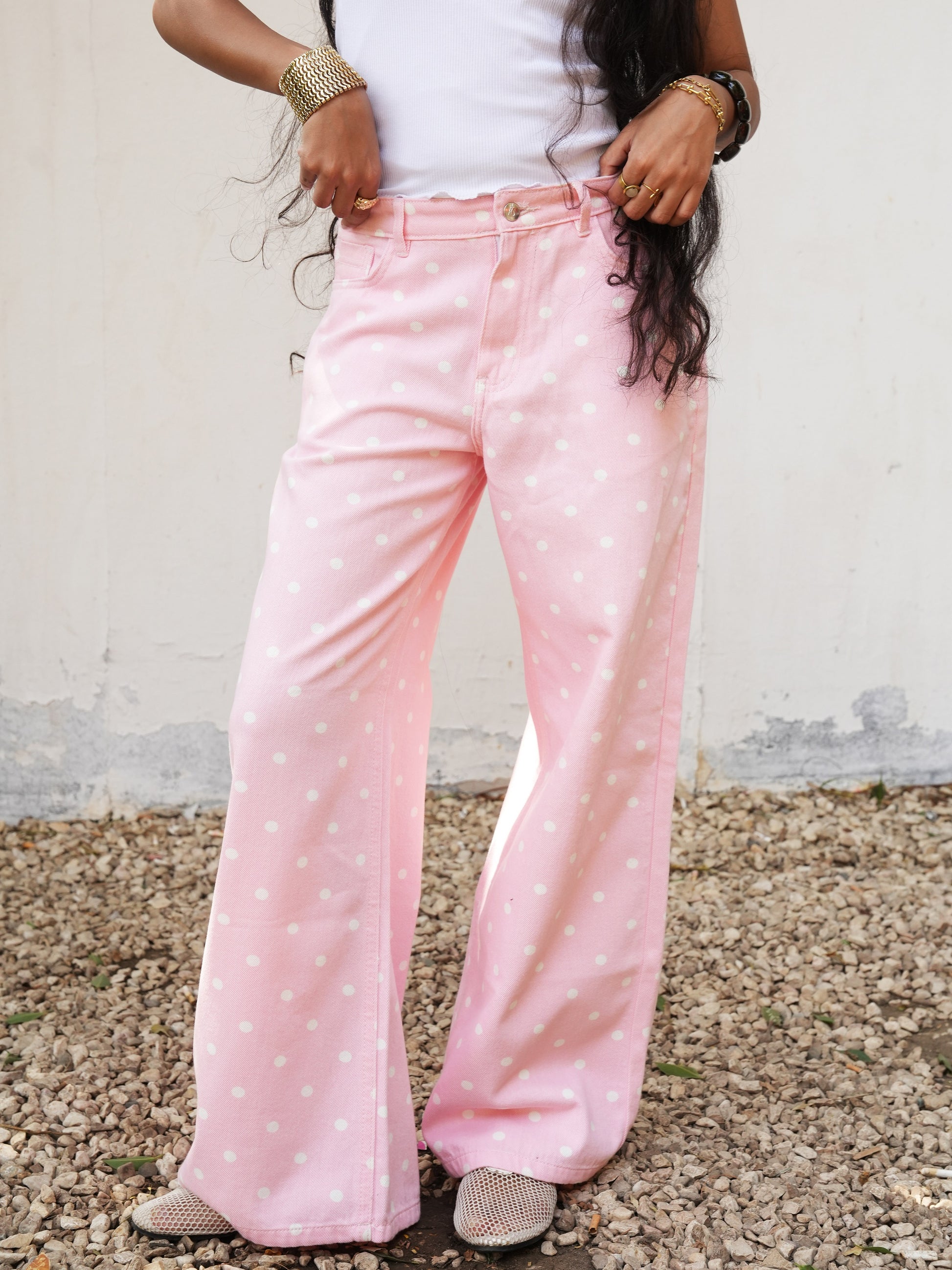 The Polka Denim - Pink