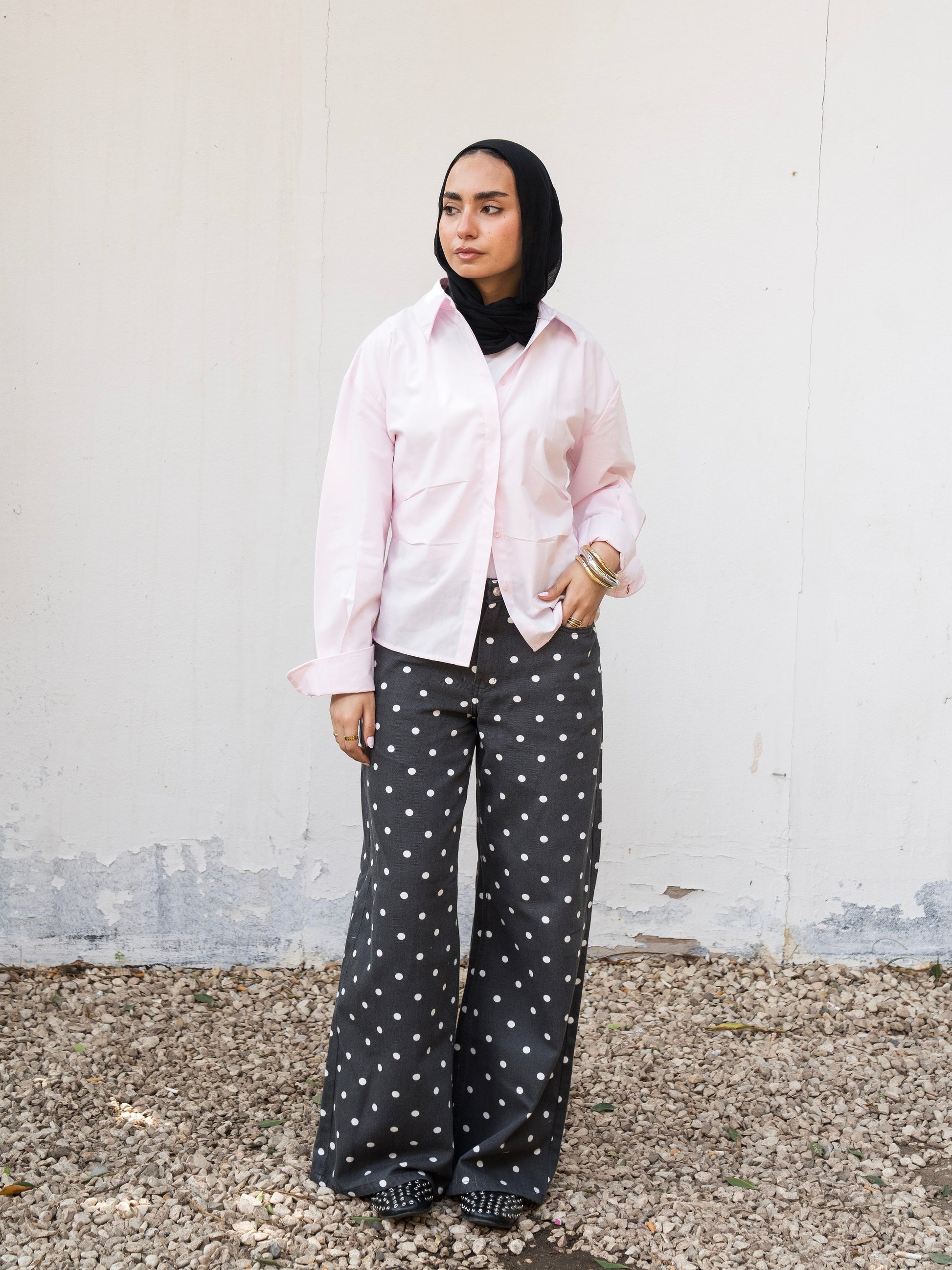 The Polka Denim - Grey