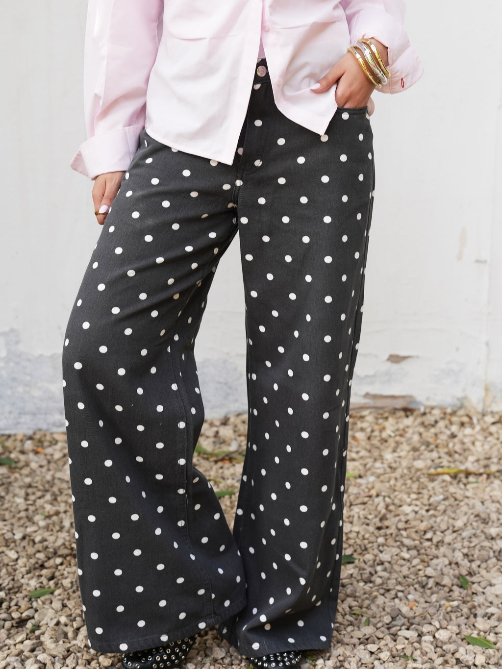 The Polka Denim - Grey