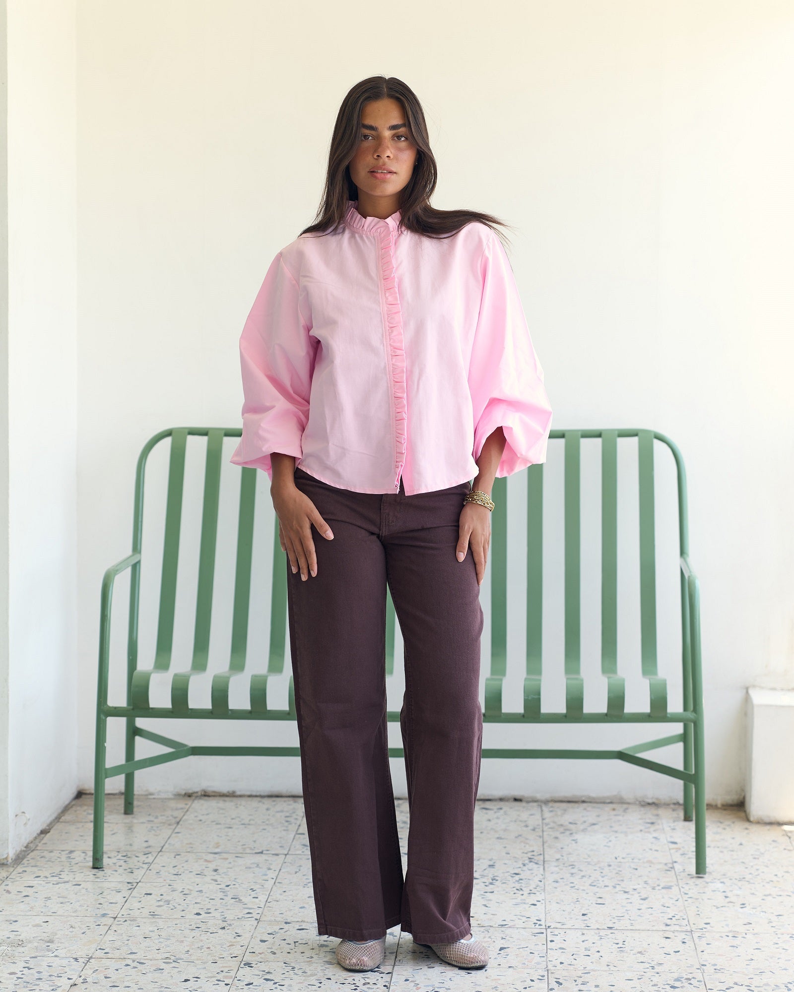 Poplin Puff Sleeve Blouse - Pink – Sabeya