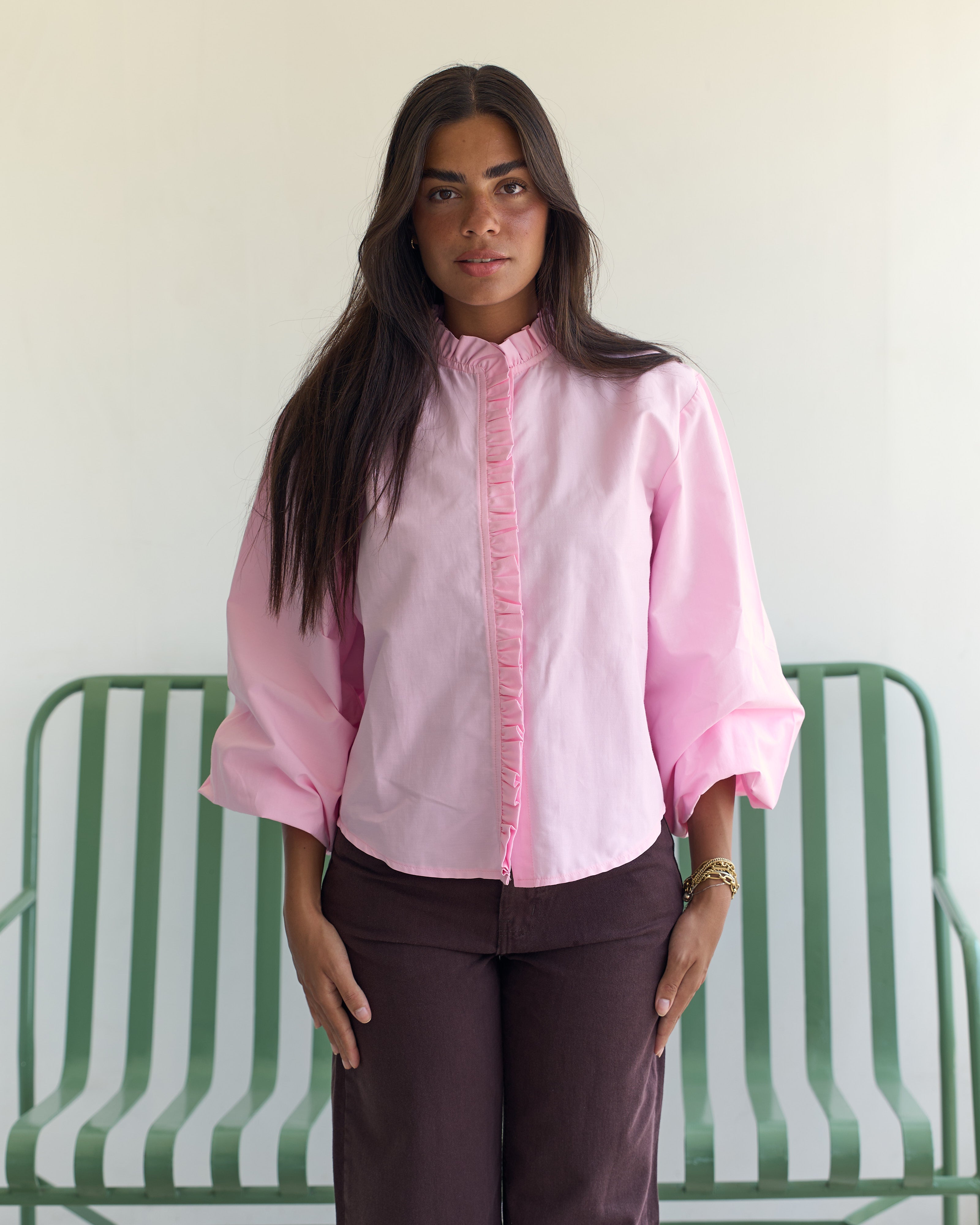 Poplin Puff Sleeve Blouse - Pink – Sabeya