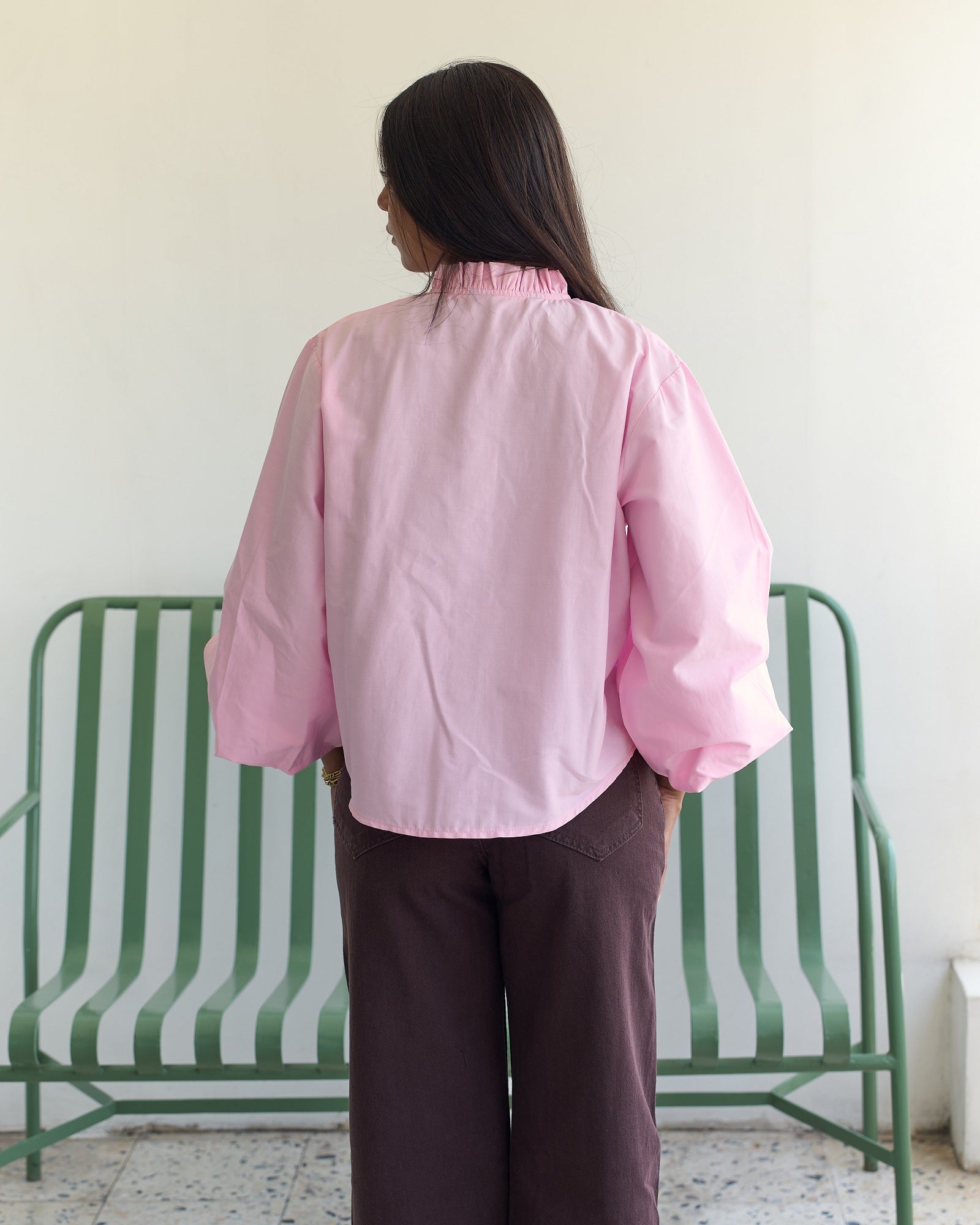 Poplin Puff Sleeve Blouse - Pink – Sabeya