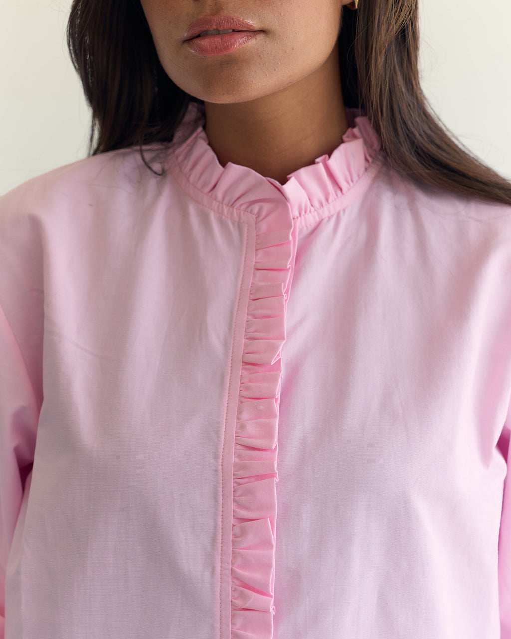 Poplin Puff Sleeve Blouse - Pink