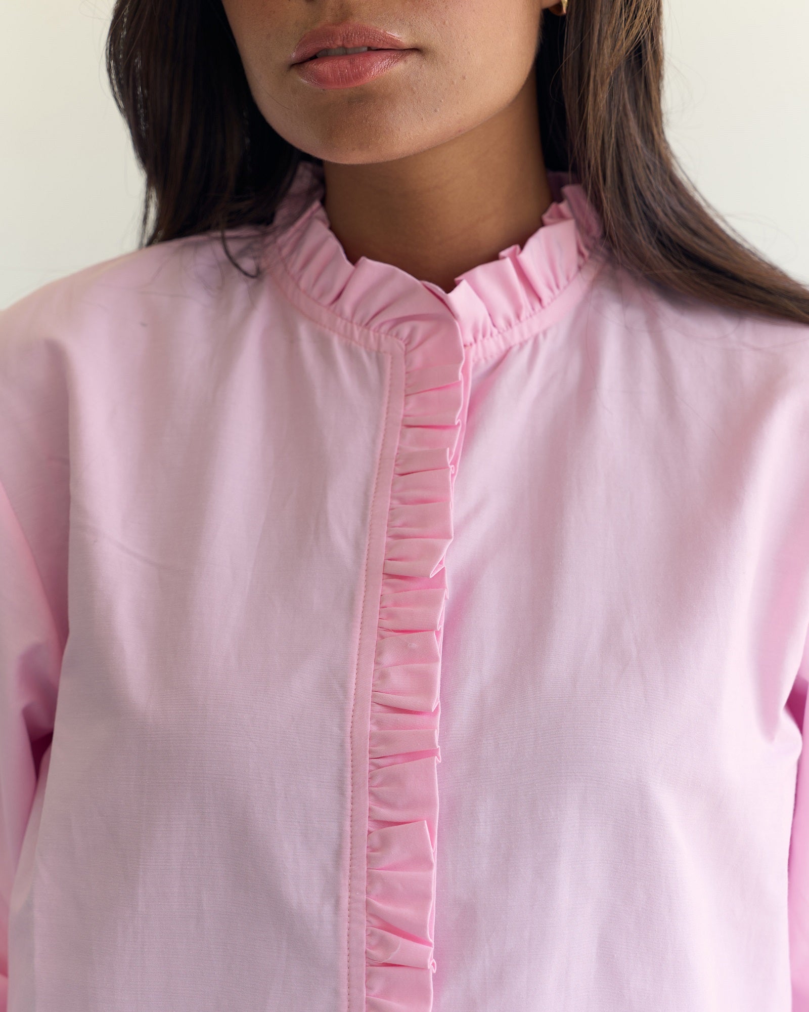 Poplin Puff Sleeve Blouse - Pink