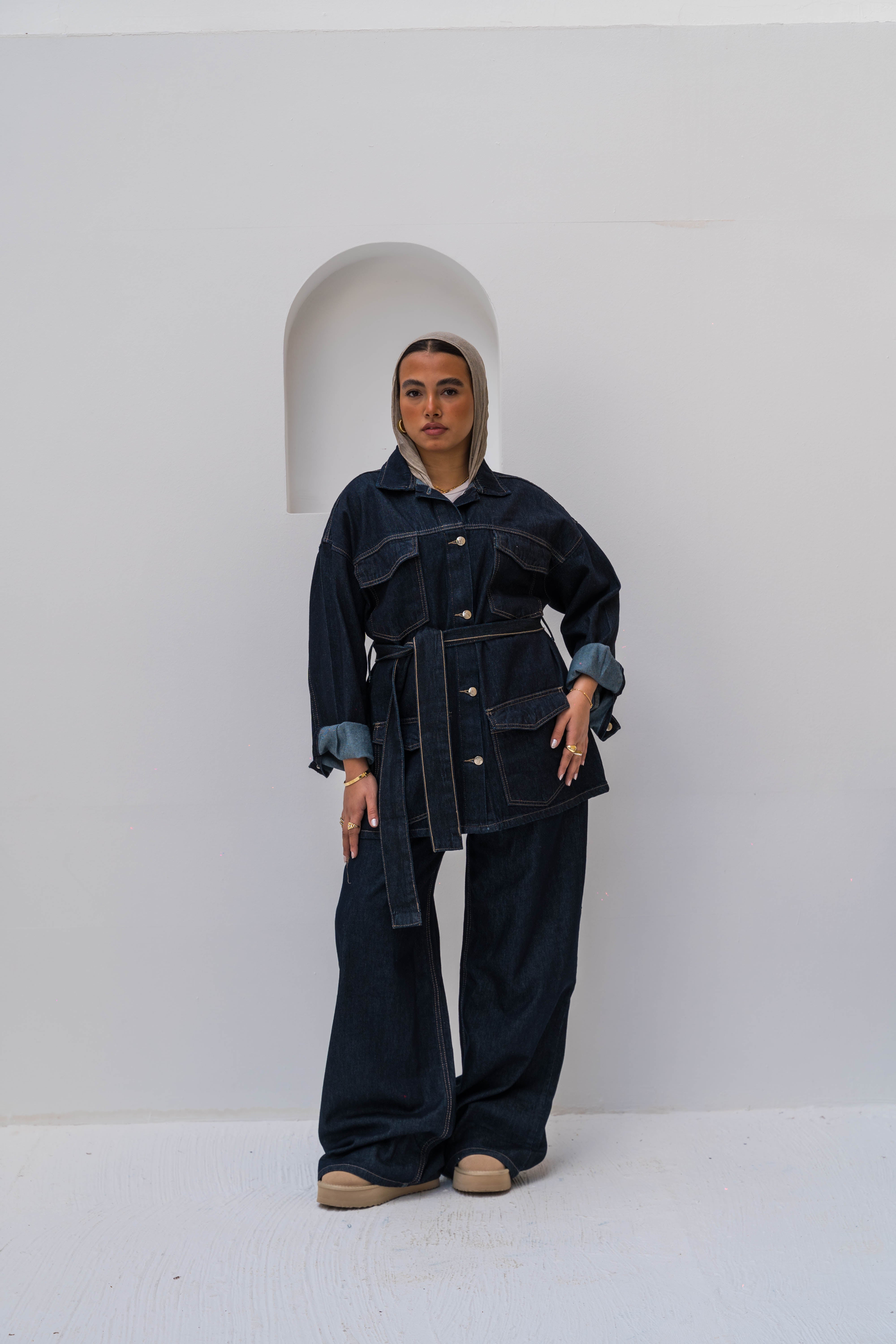 The Belted Denim Jacket - Raw – Sabeya