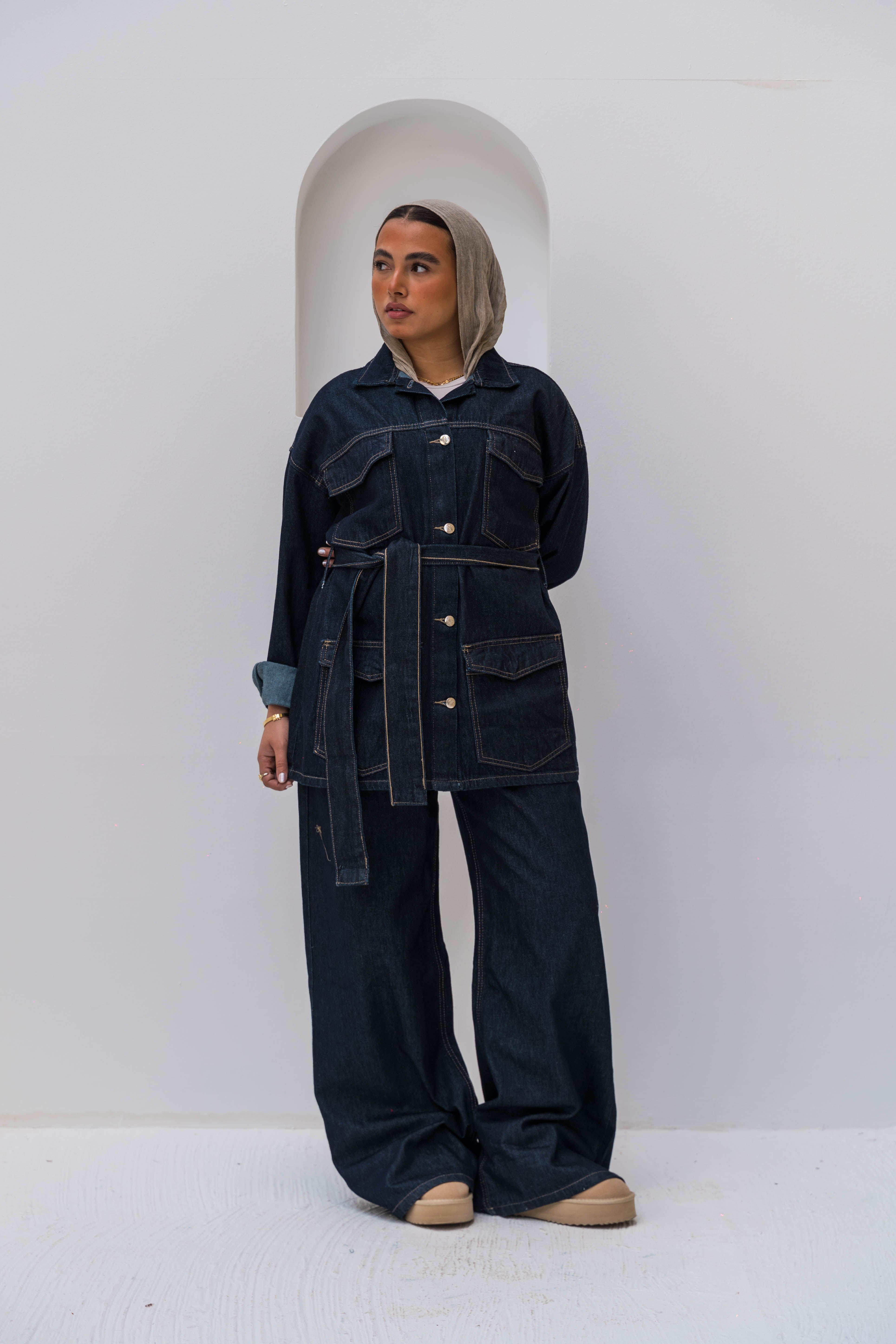 The Belted Denim Jacket - Raw – Sabeya