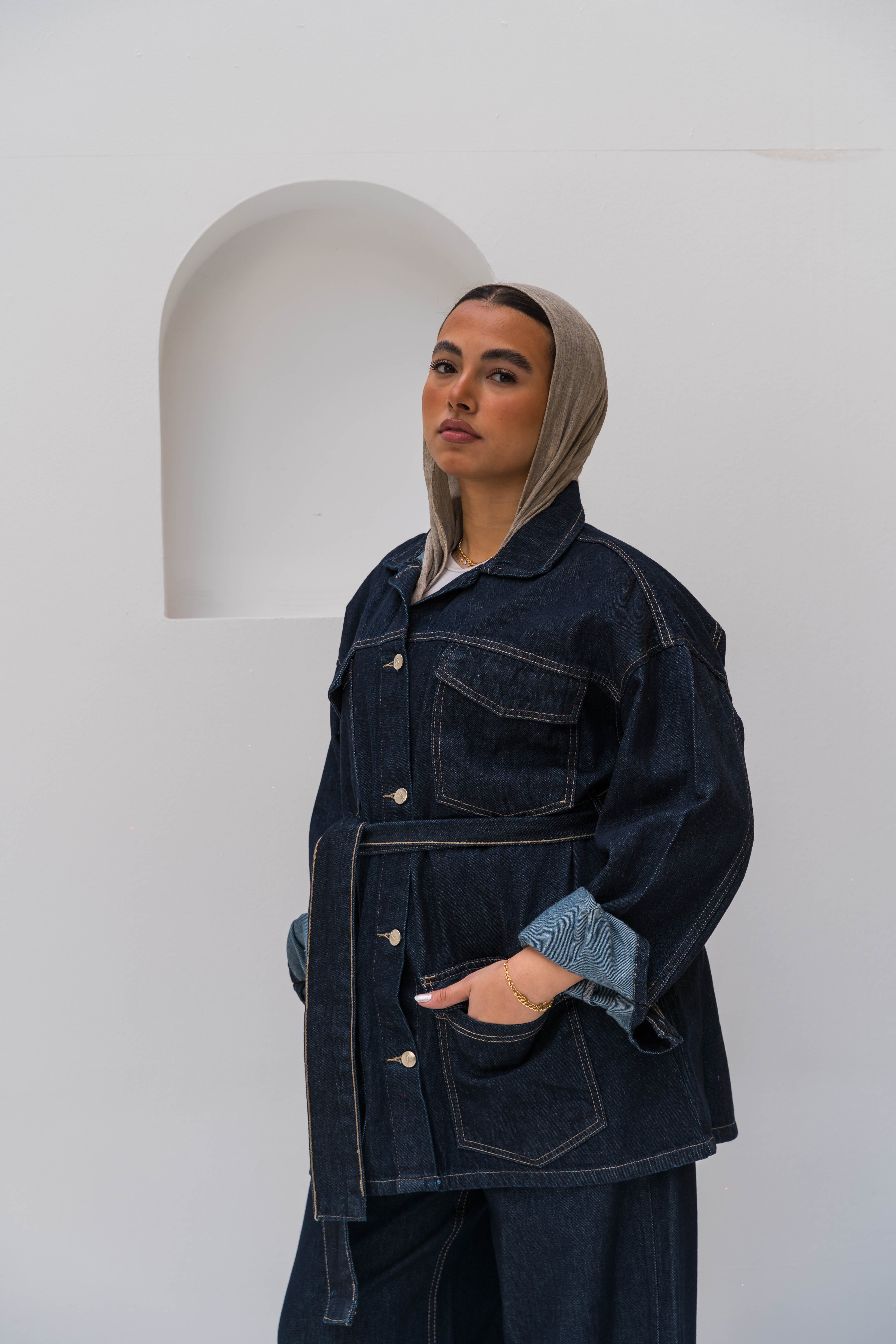 The Belted Denim Jacket - Raw – Sabeya