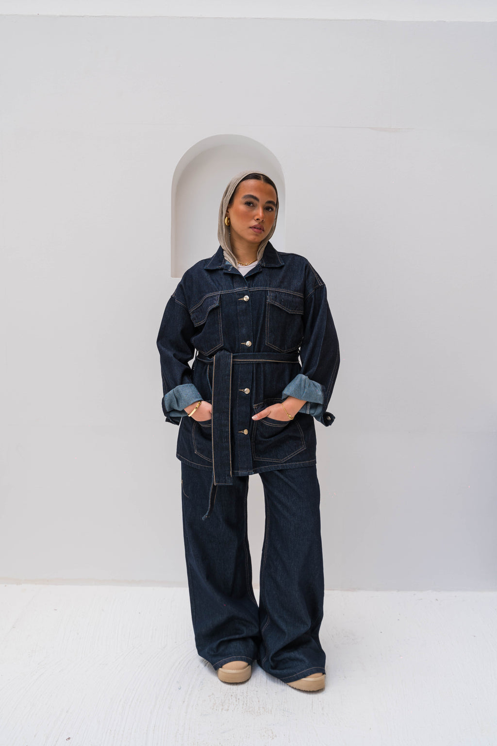 The Belted Denim Set