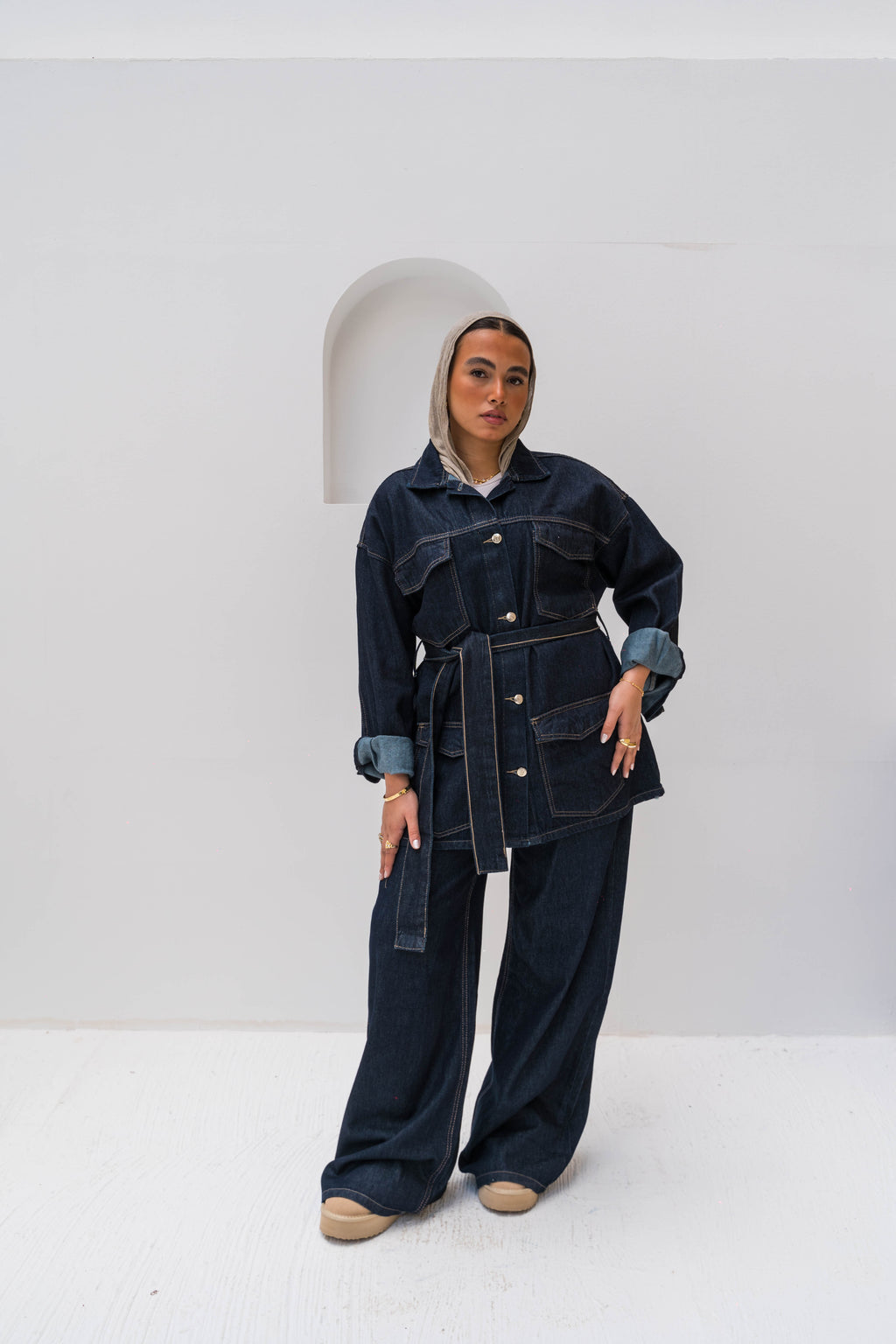 The Belted Denim Set