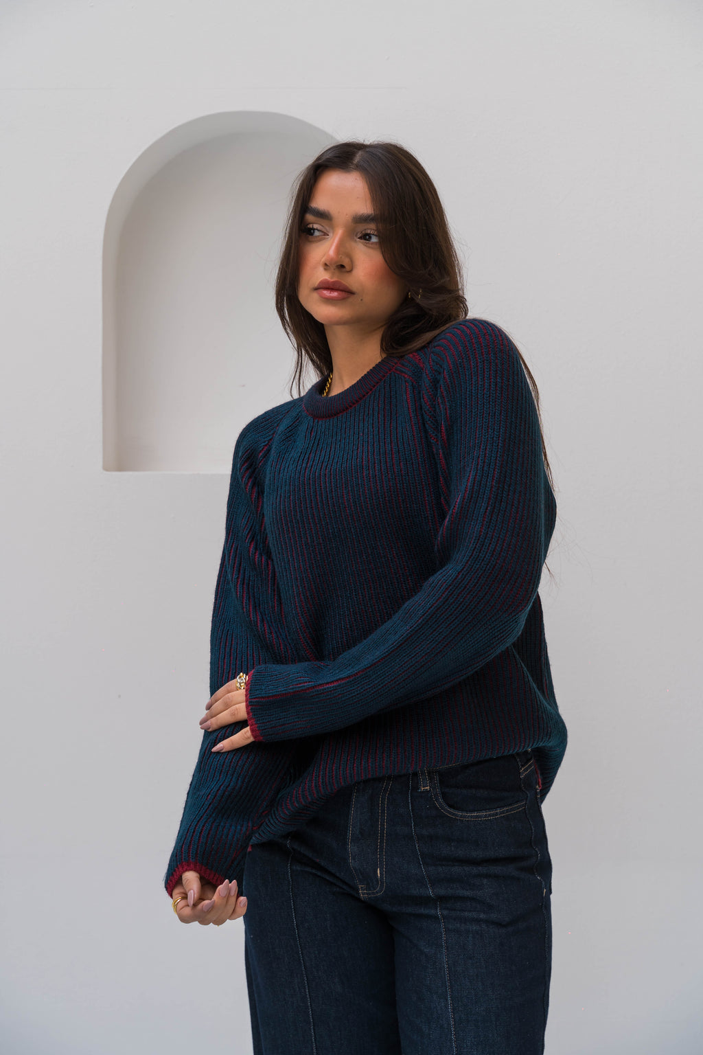 The Hidden Stripe Pullover - Navy