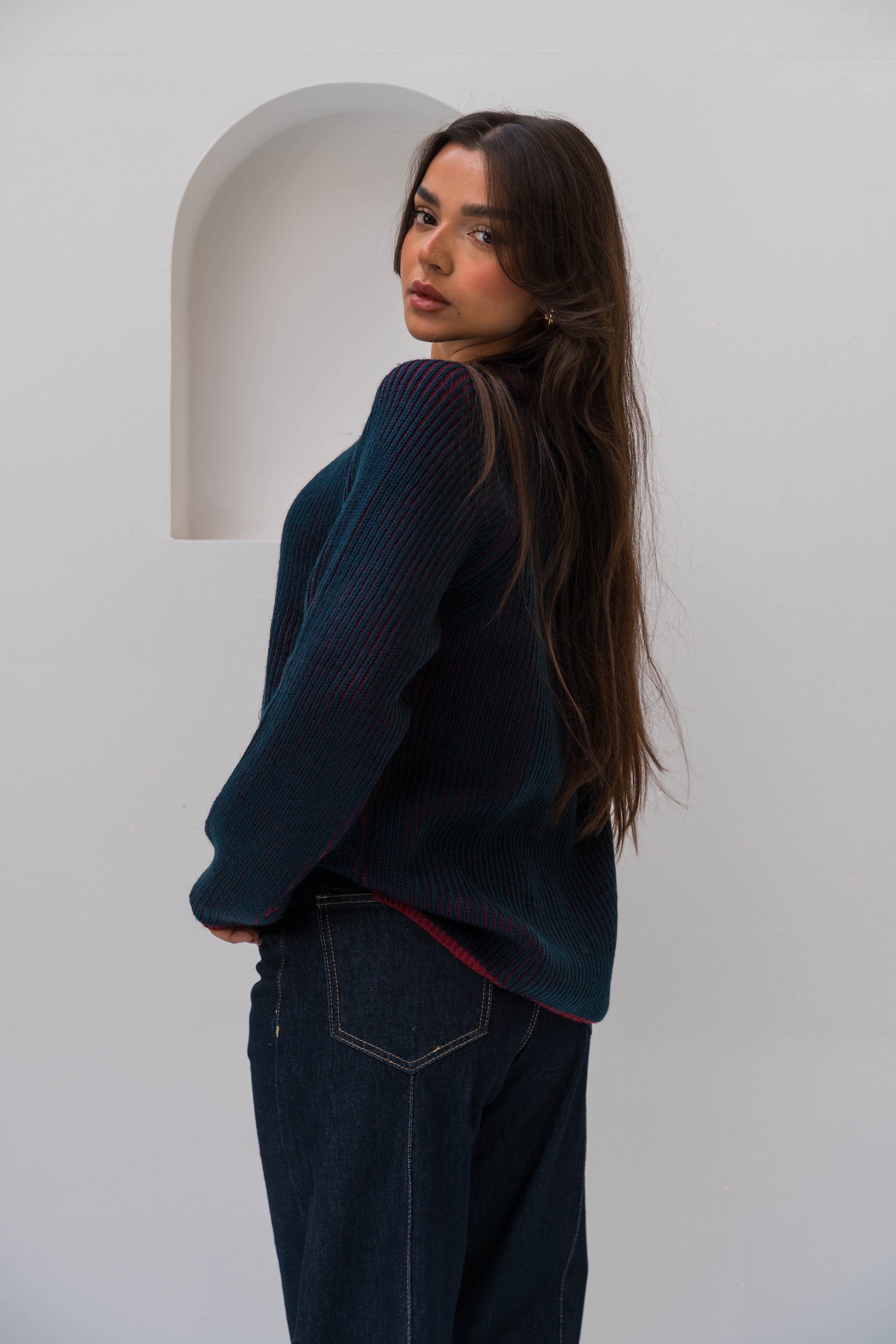 The Hidden Stripe Pullover - Navy