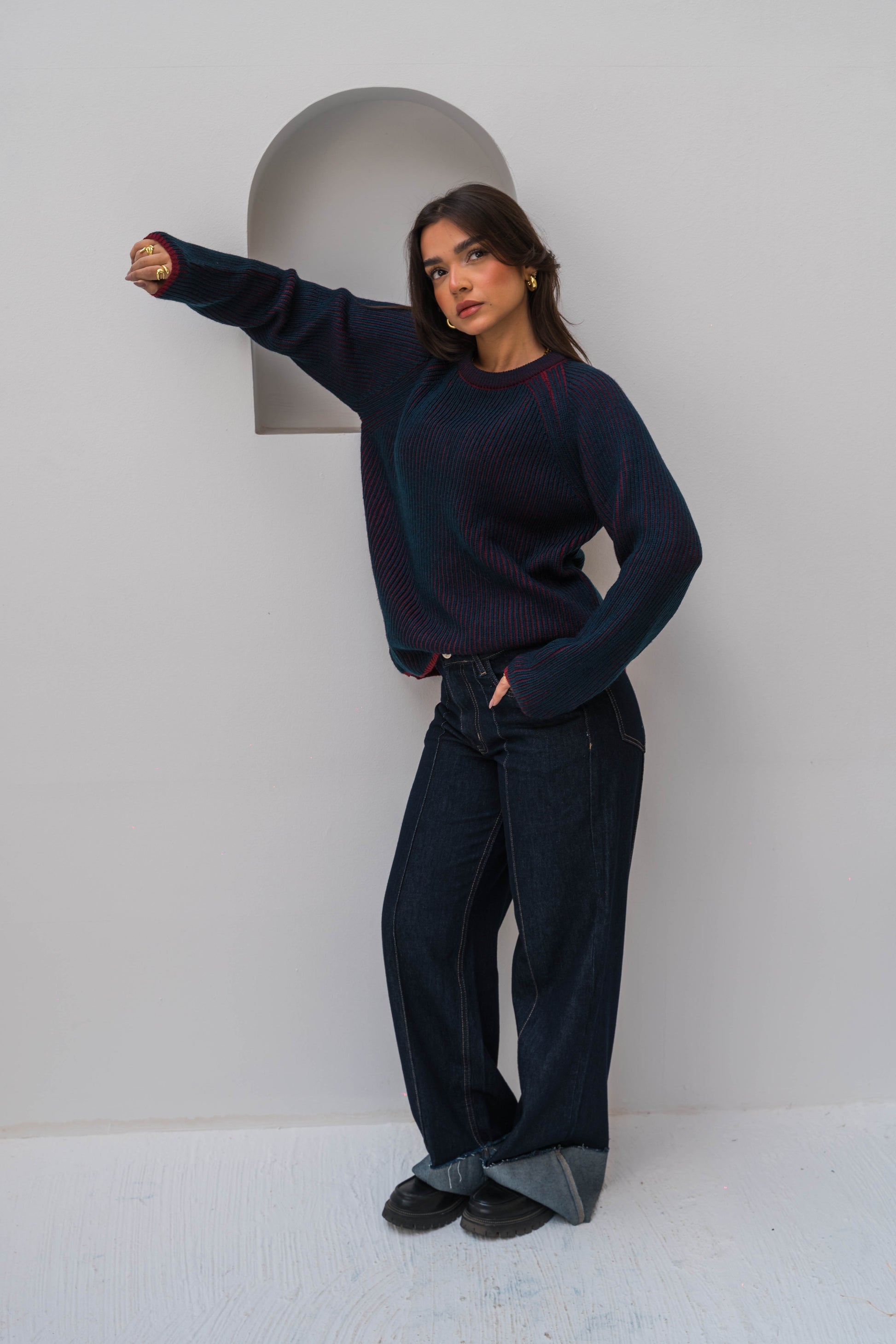 The Hidden Stripe Pullover - Navy