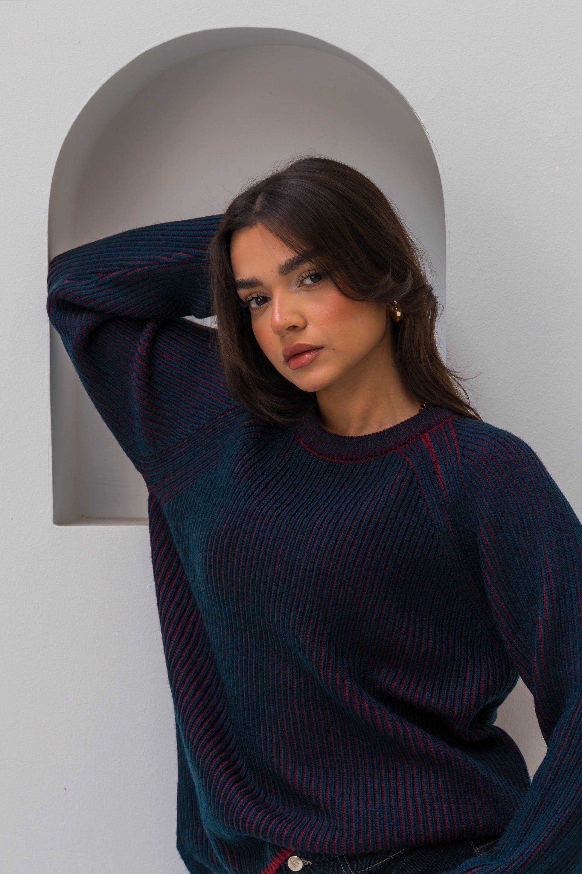 The Hidden Stripe Pullover - Navy