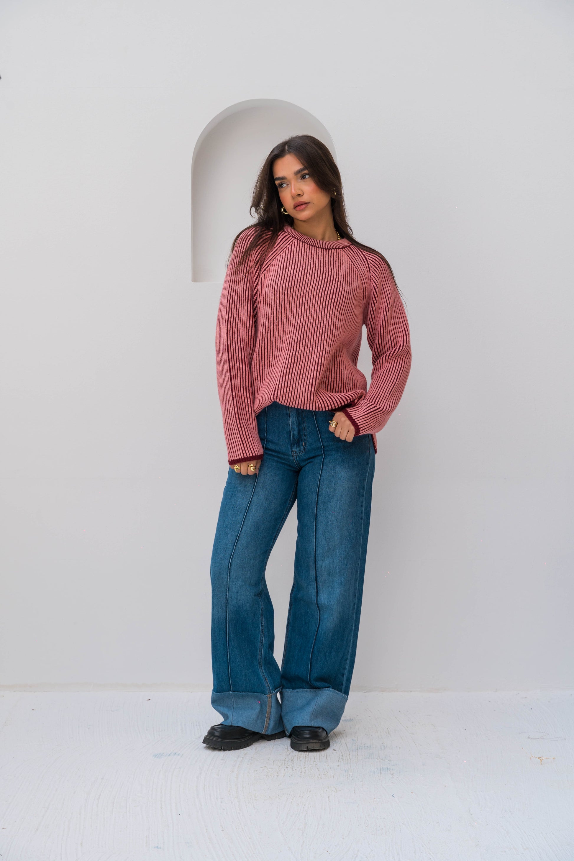 The Hidden Stripe Pullover - Pink