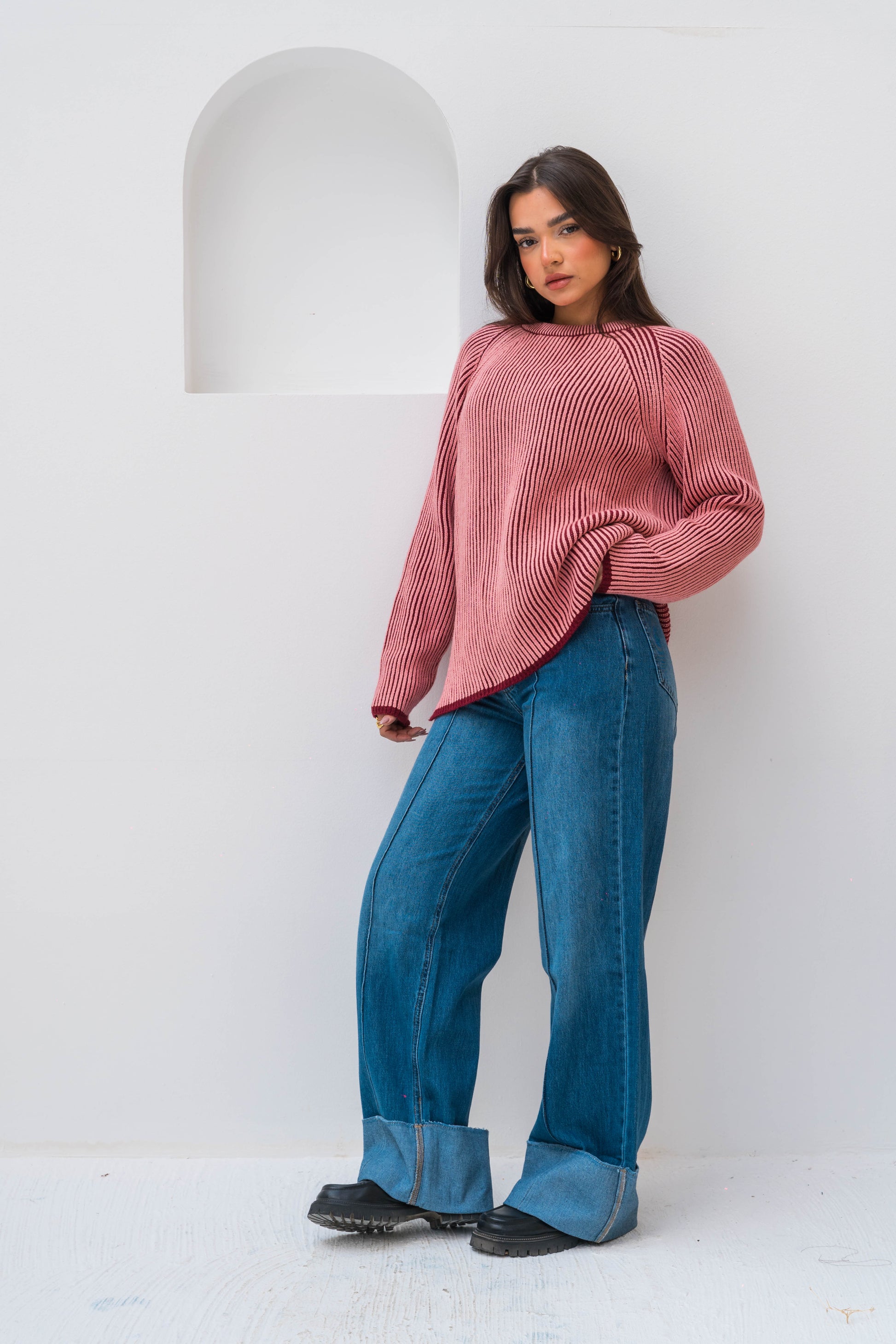 The Hidden Stripe Pullover - Pink