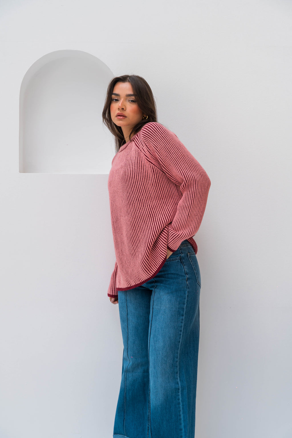 The Hidden Stripe Pullover - Pink