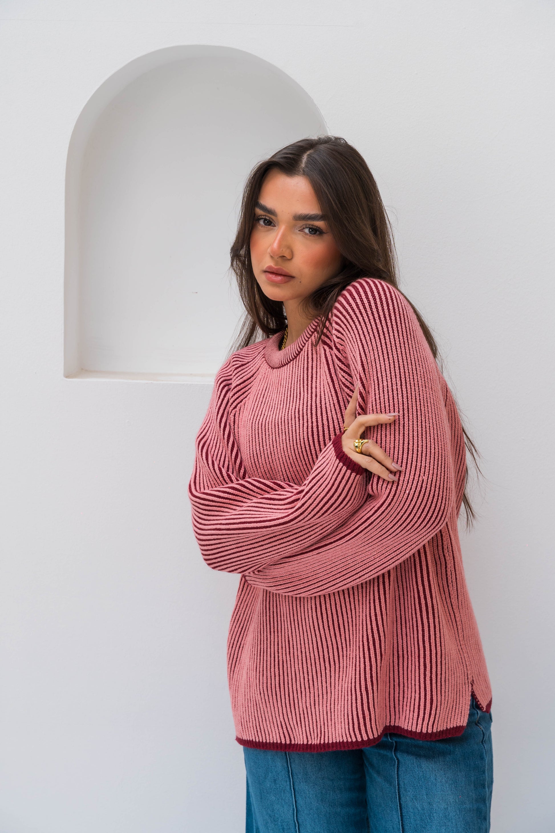 The Hidden Stripe Pullover - Pink