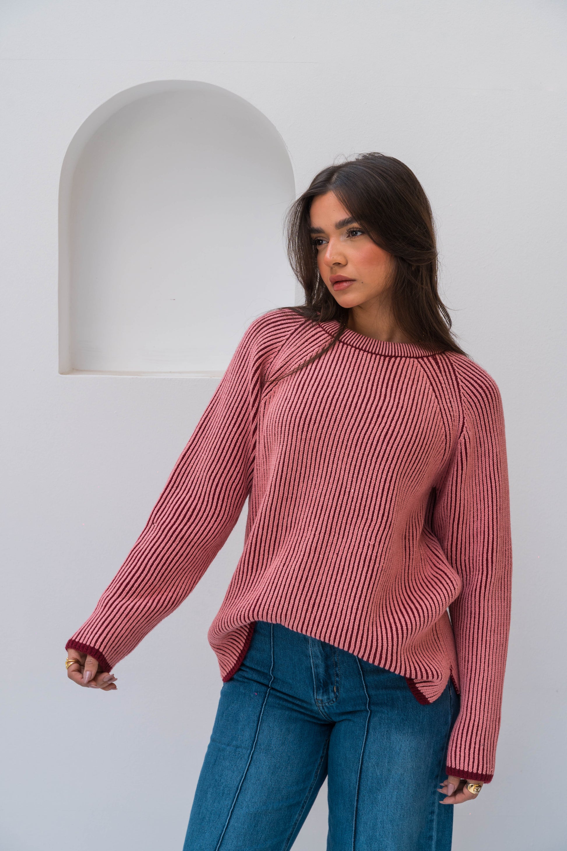 The Hidden Stripe Pullover - Pink