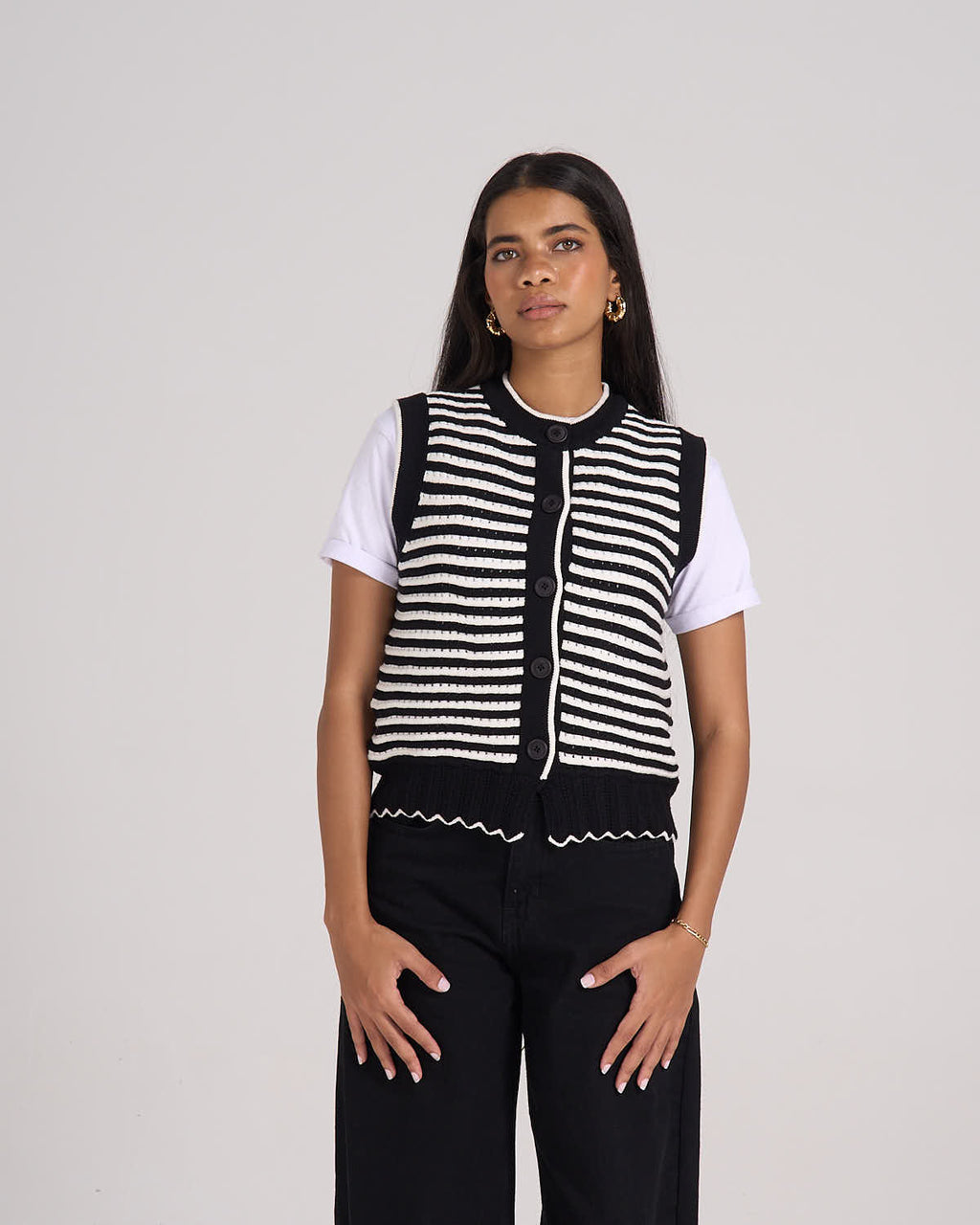 ⁠Knitted Vest - Black