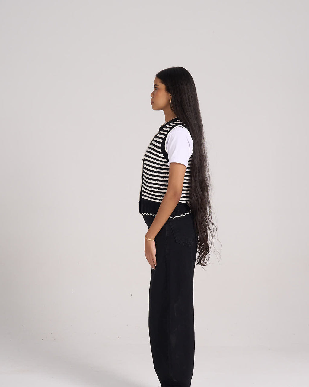 ⁠Knitted Vest - Black