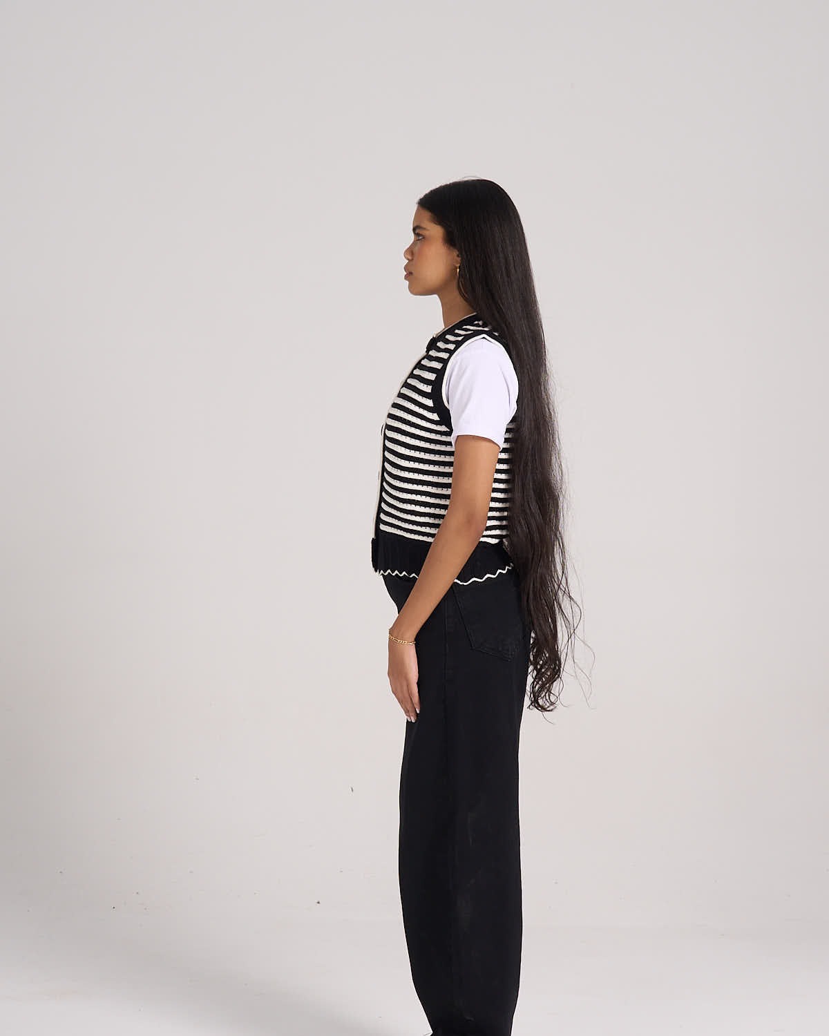 ⁠Knitted Vest - Black