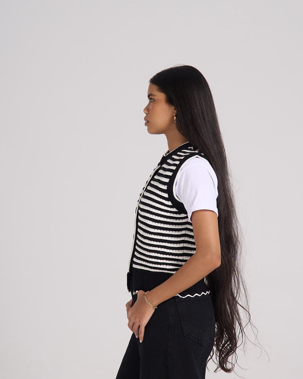 ⁠Knitted Vest - Black