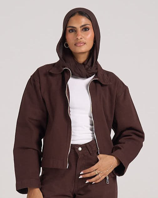 ⁠The Crop It Jacket - Brown