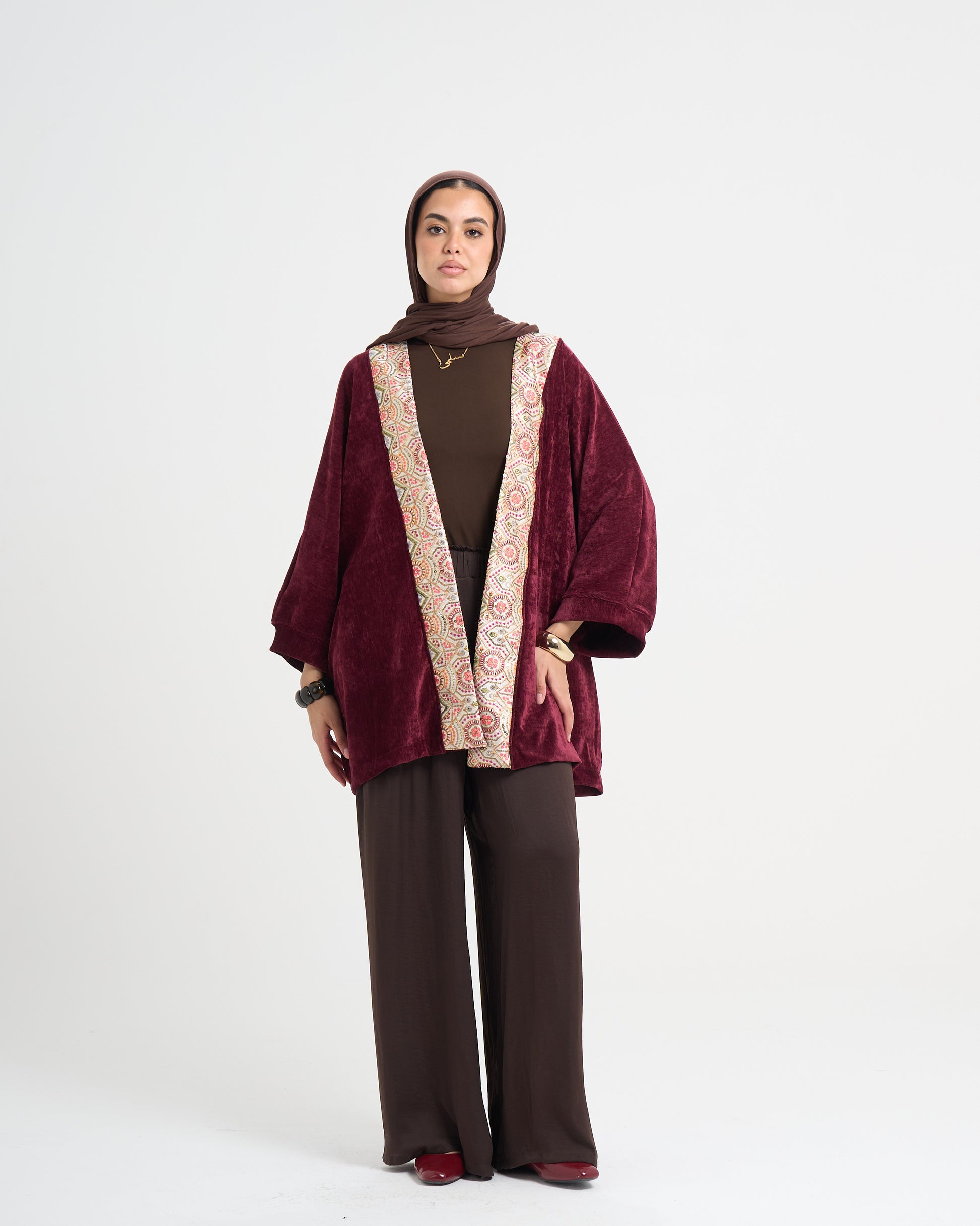The Velvet Glow Kaftan - Burgundy