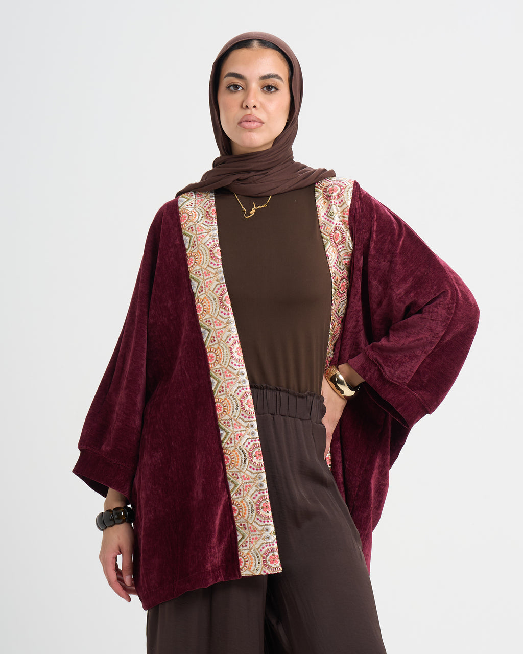 The Velvet Glow Kaftan - Burgundy