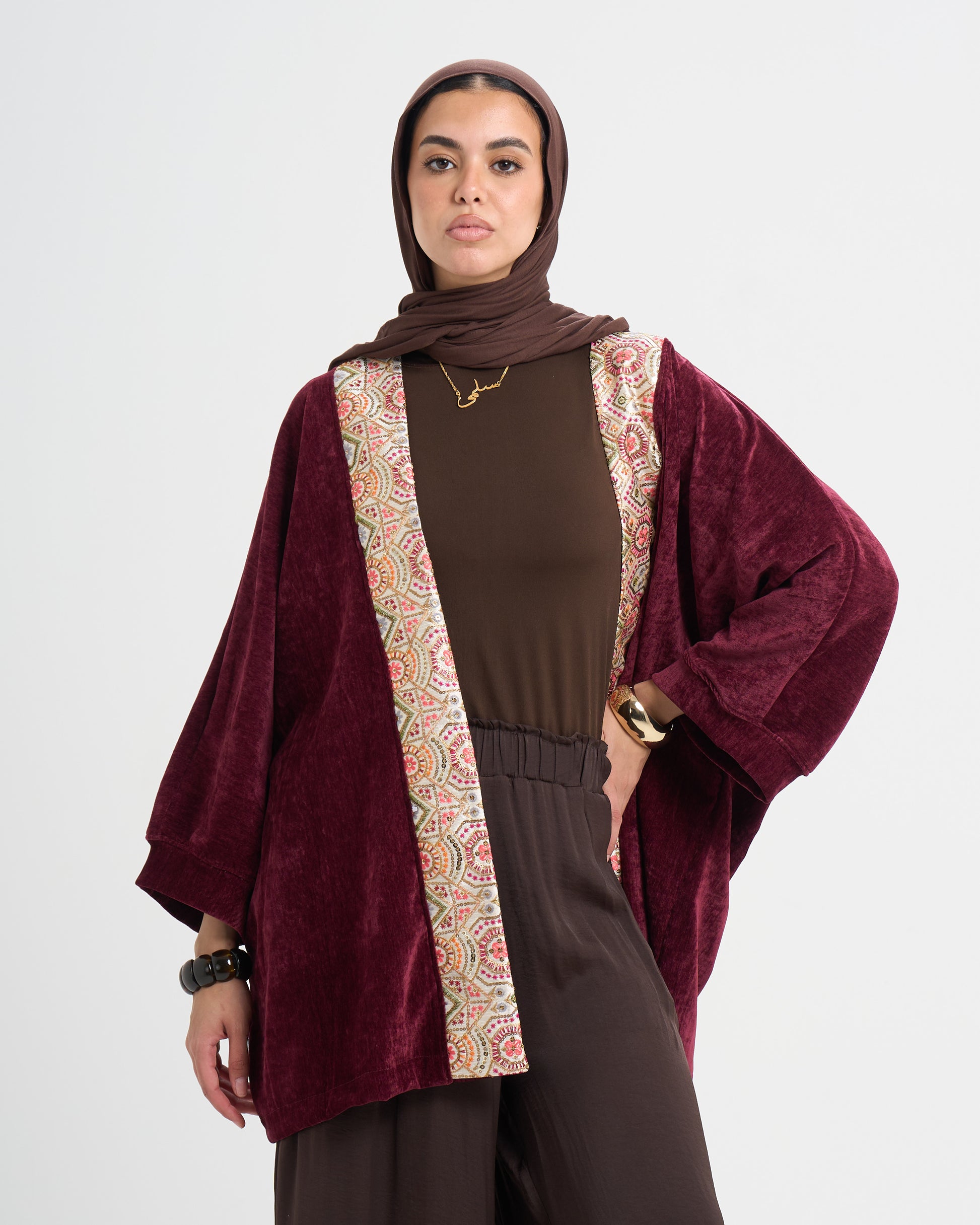 The Velvet Glow Kaftan - Burgundy