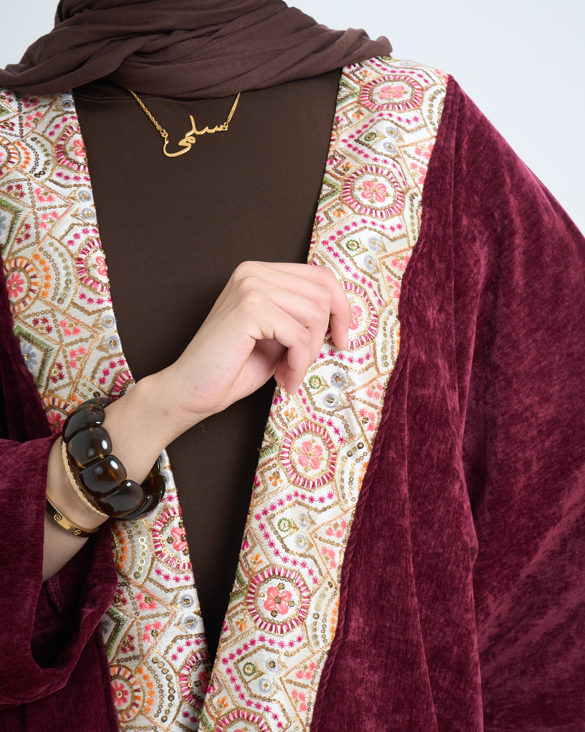 The Velvet Glow Kaftan - Burgundy