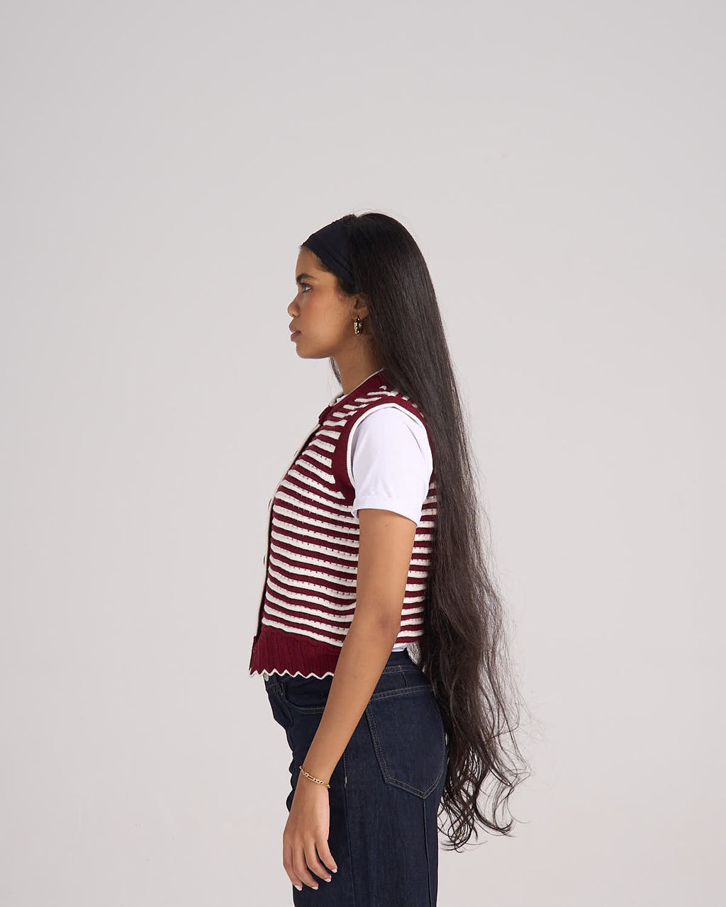 ⁠Knitted Vest - Burgundy