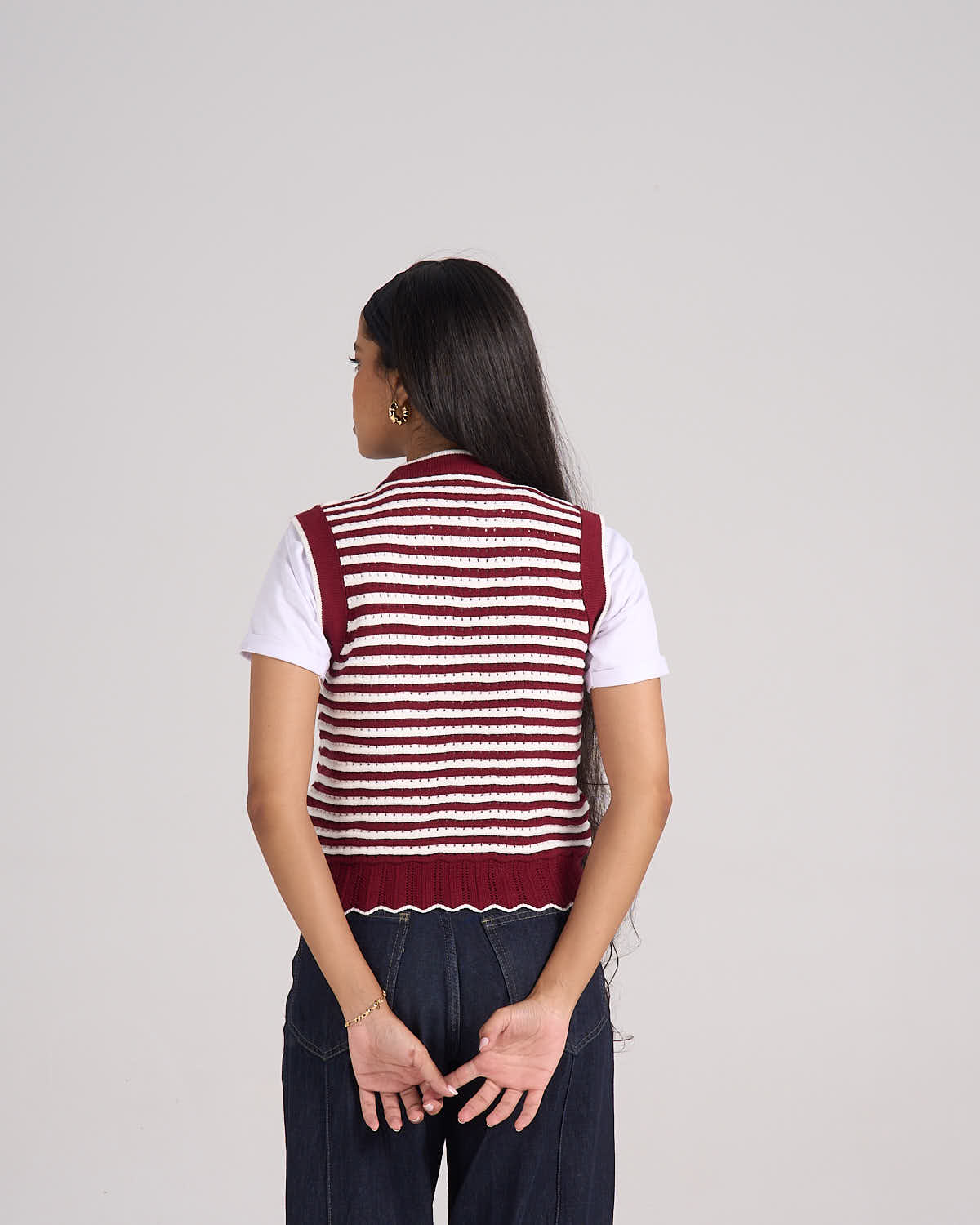 ⁠Knitted Vest - Burgundy