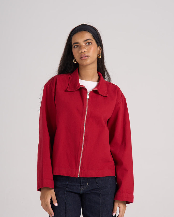 ⁠The Crop It Jacket - Red