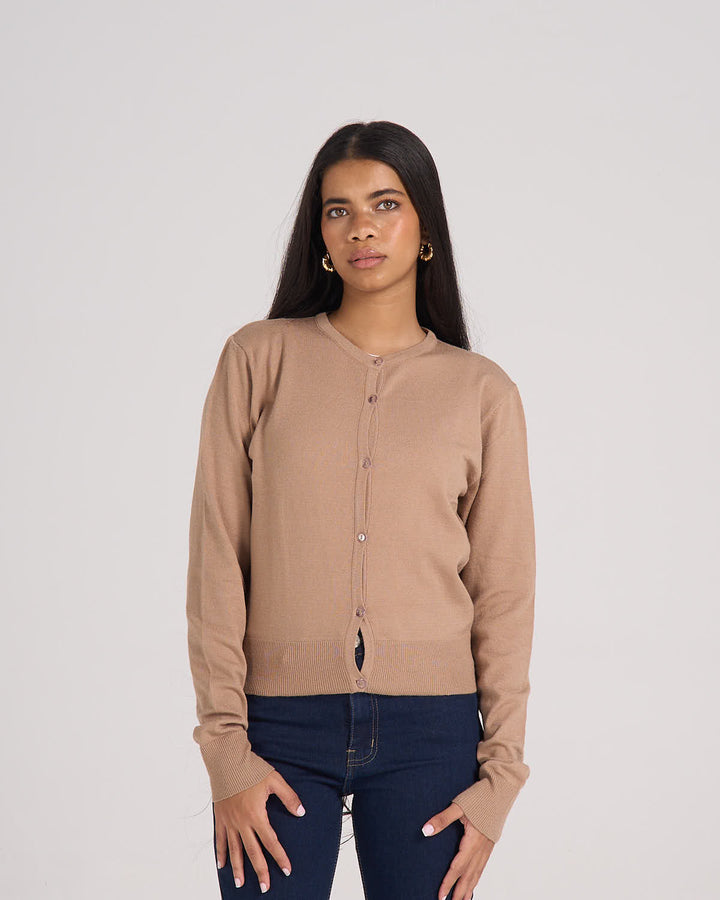 Knitted Cardigan - Camel