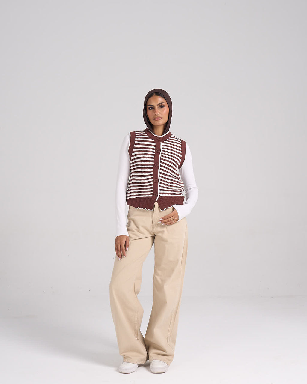 ⁠Knitted Vest - Brown