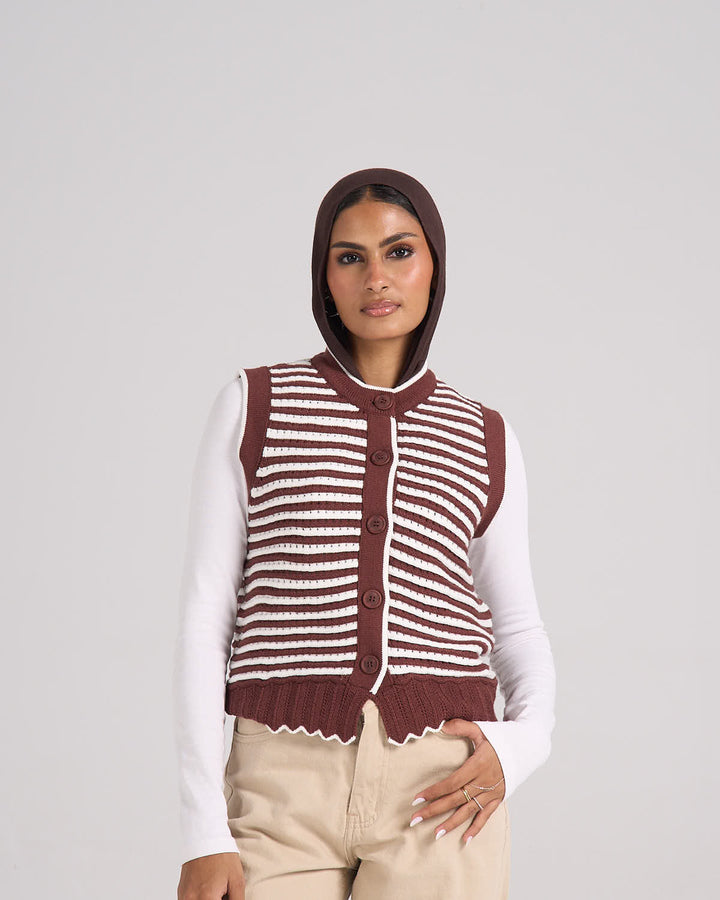 ⁠Knitted Vest - Brown