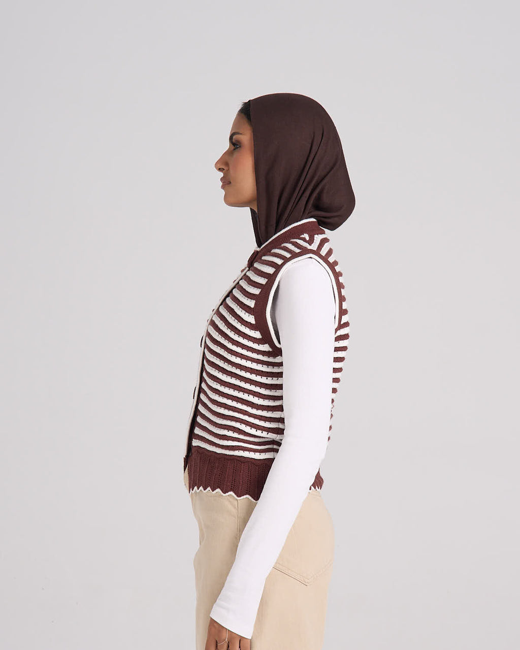 ⁠Knitted Vest - Brown