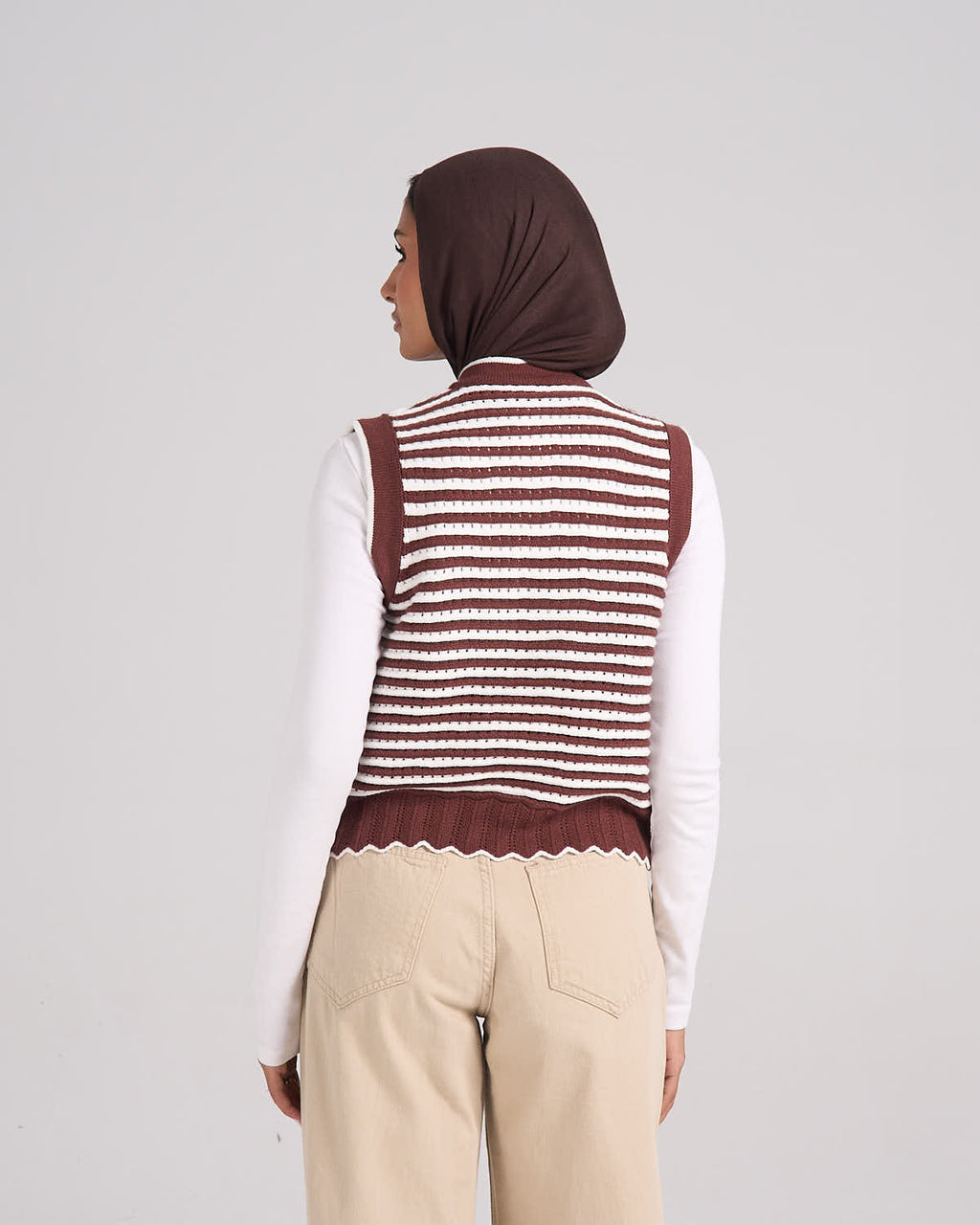 ⁠Knitted Vest - Brown