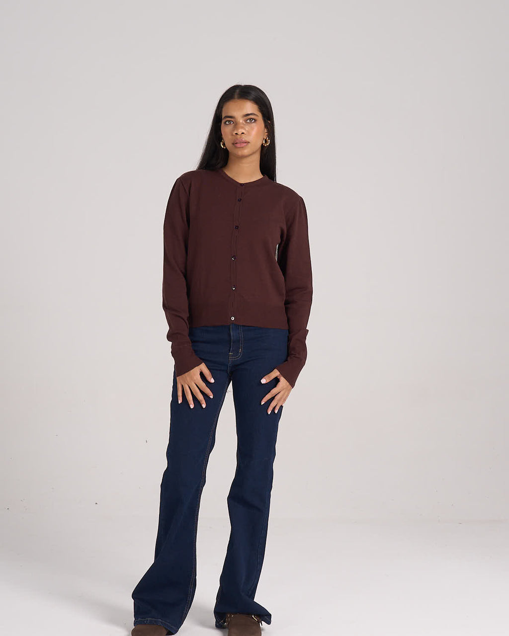 Knitted Cardigan - Chocolate Brown