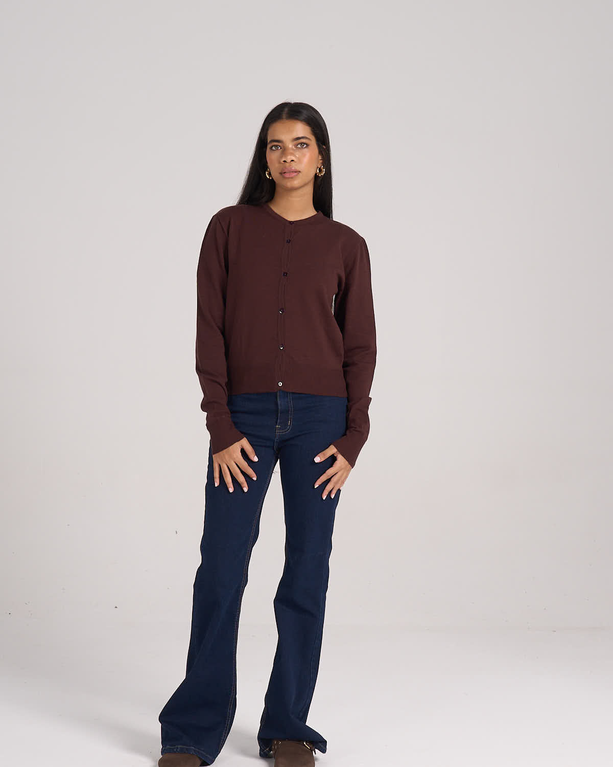 Knitted Cardigan - Chocolate Brown