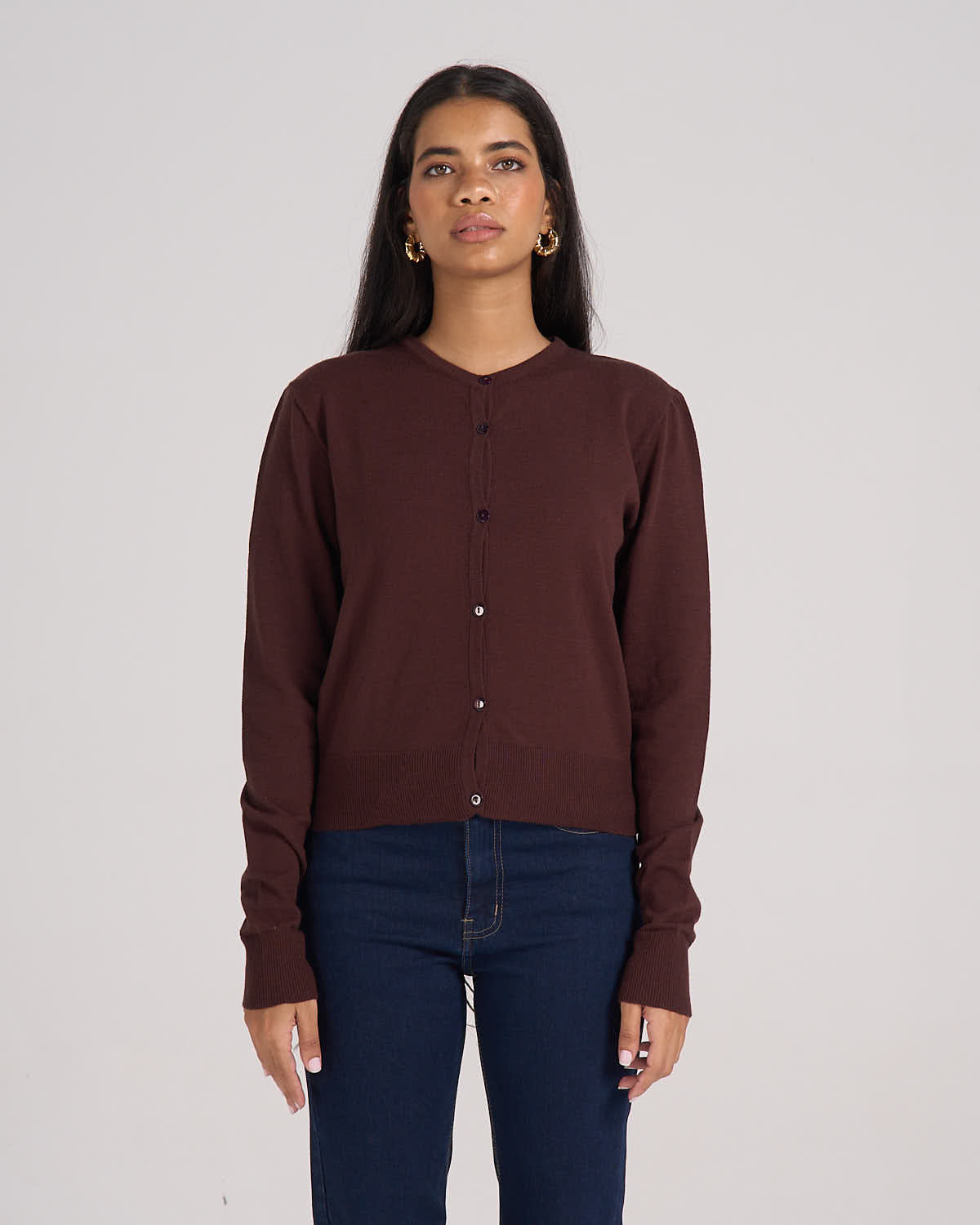 Knitted Cardigan - Chocolate Brown