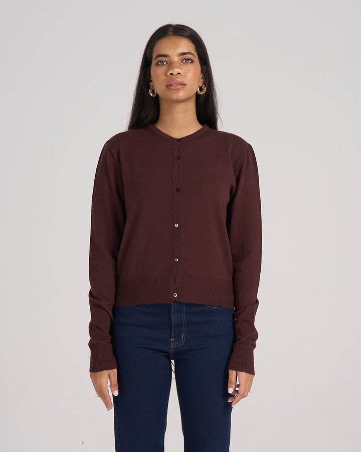Knitted Cardigan - Chocolate Brown