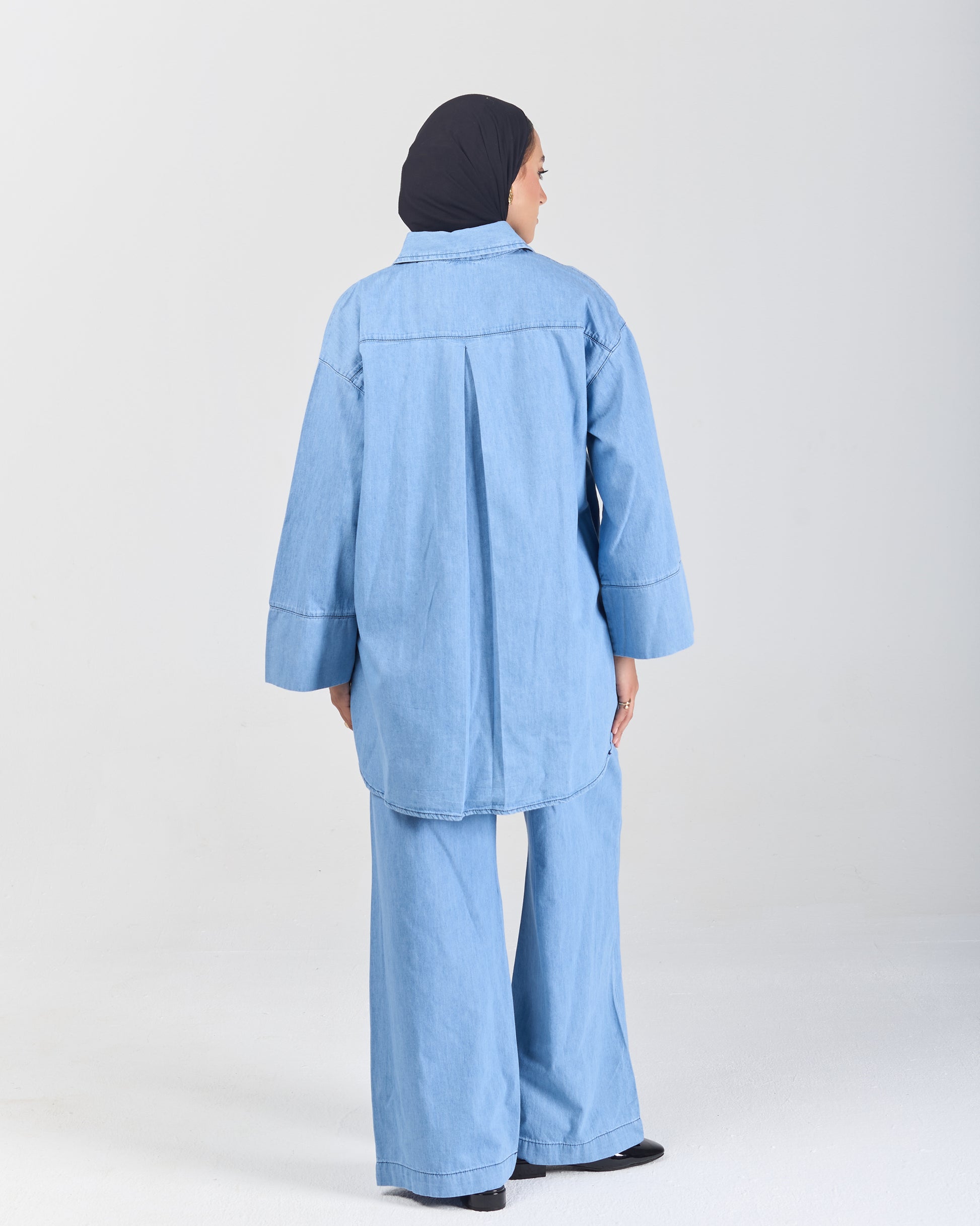 The Boxy Chill Denim Shirt - Light Blue